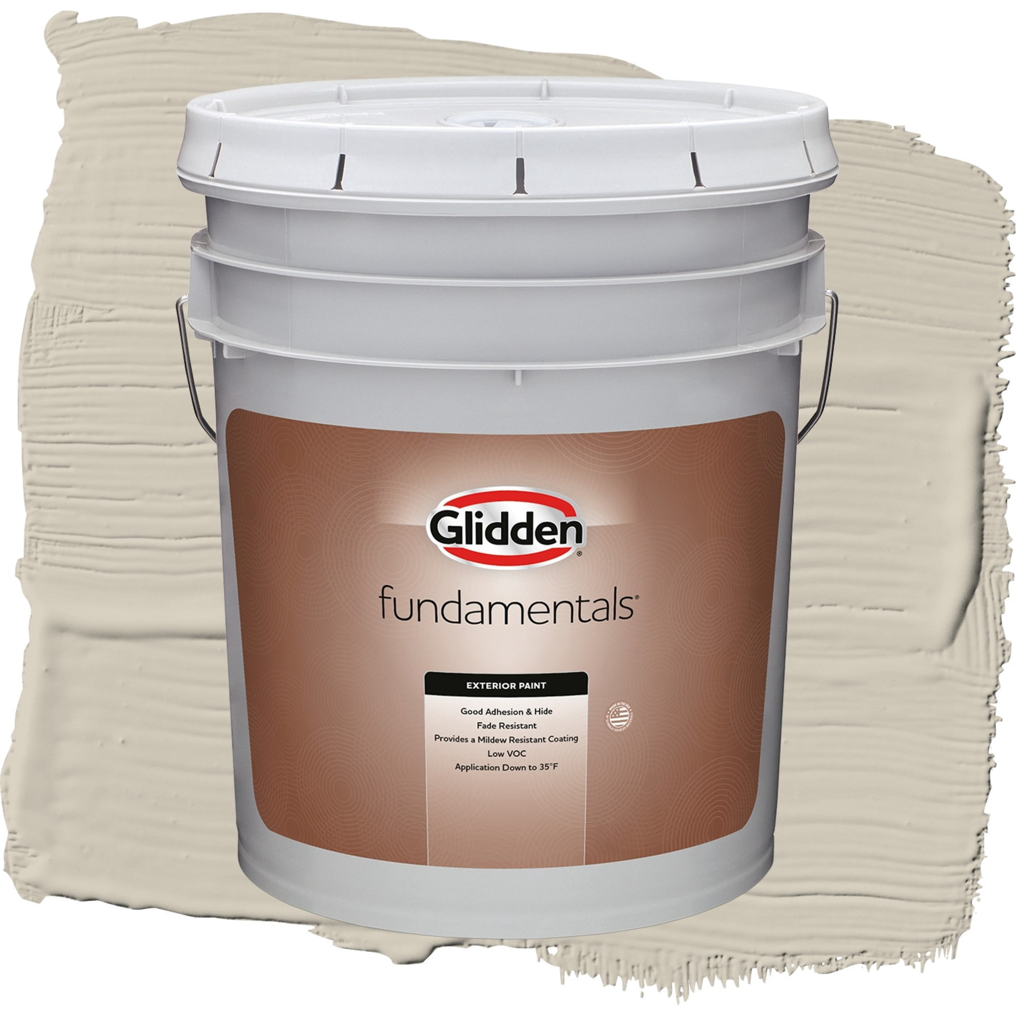Glidden Fundamentals Ostrich Feather / Beige, Flat Exterior Paint, 5 Gallon