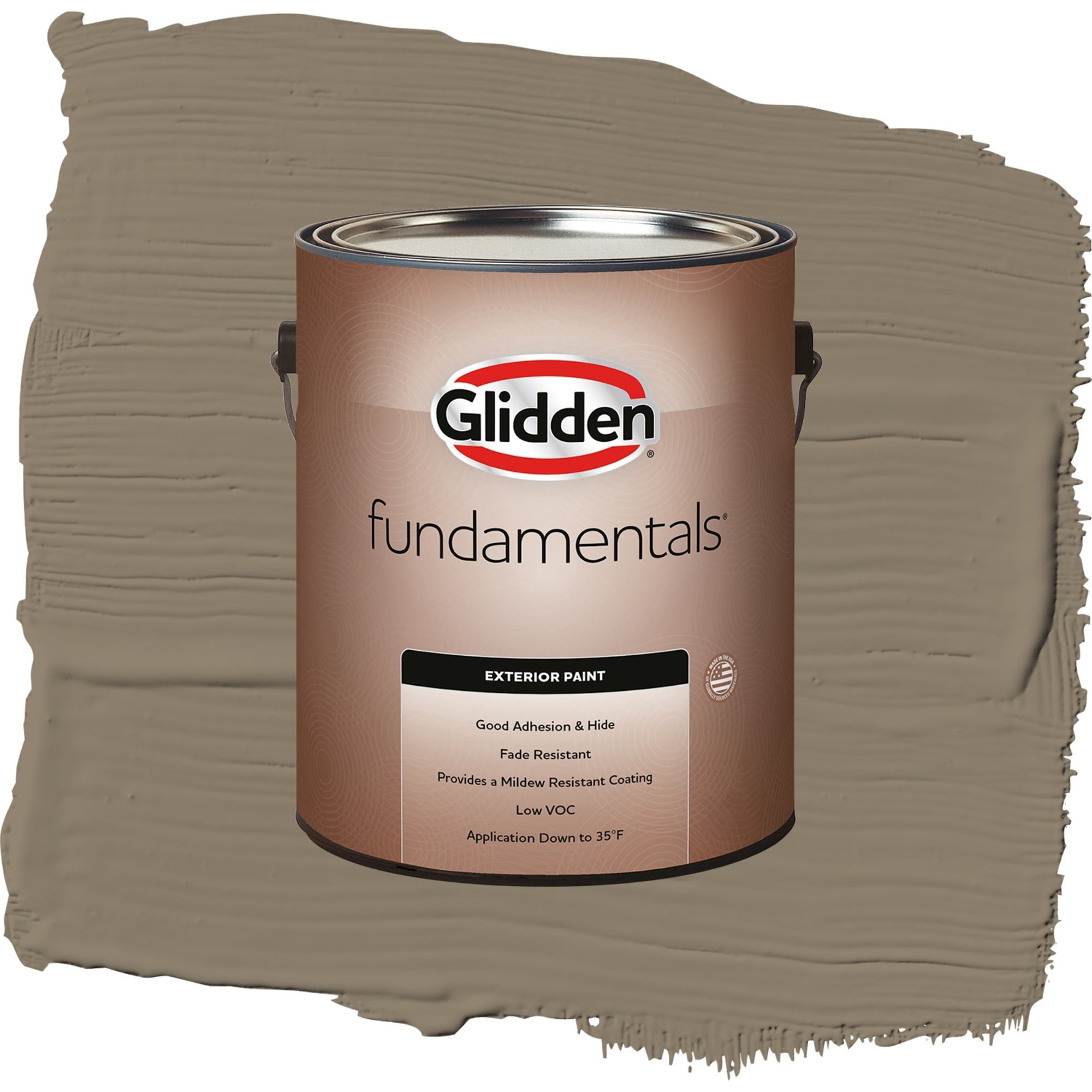 Glidden Fundamentals Patches / Gray, Satin Exterior Paint, 1 Gallon