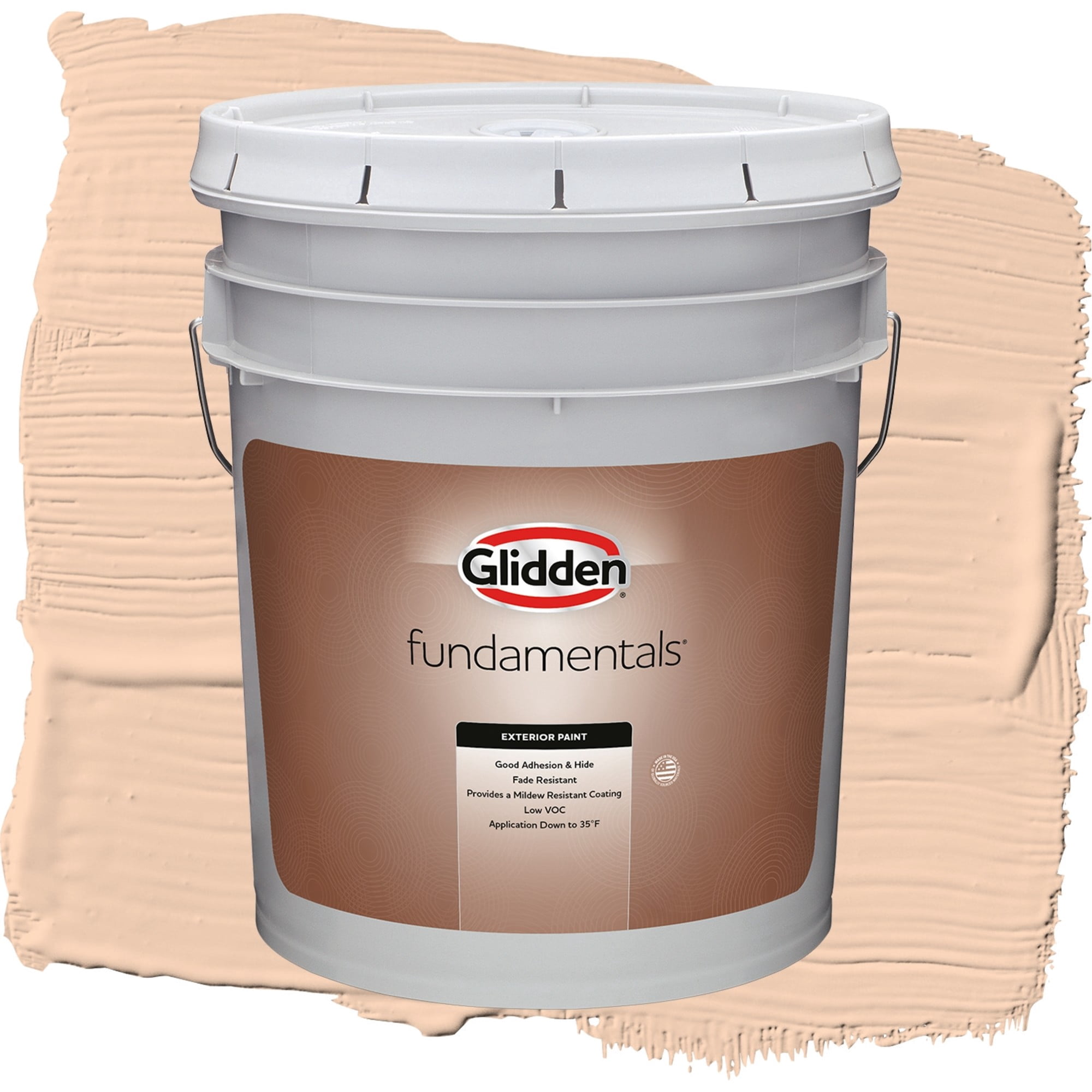 Glidden Fundamentals Peach Darling / Orange, Flat Exterior Paint, 5 Gallon