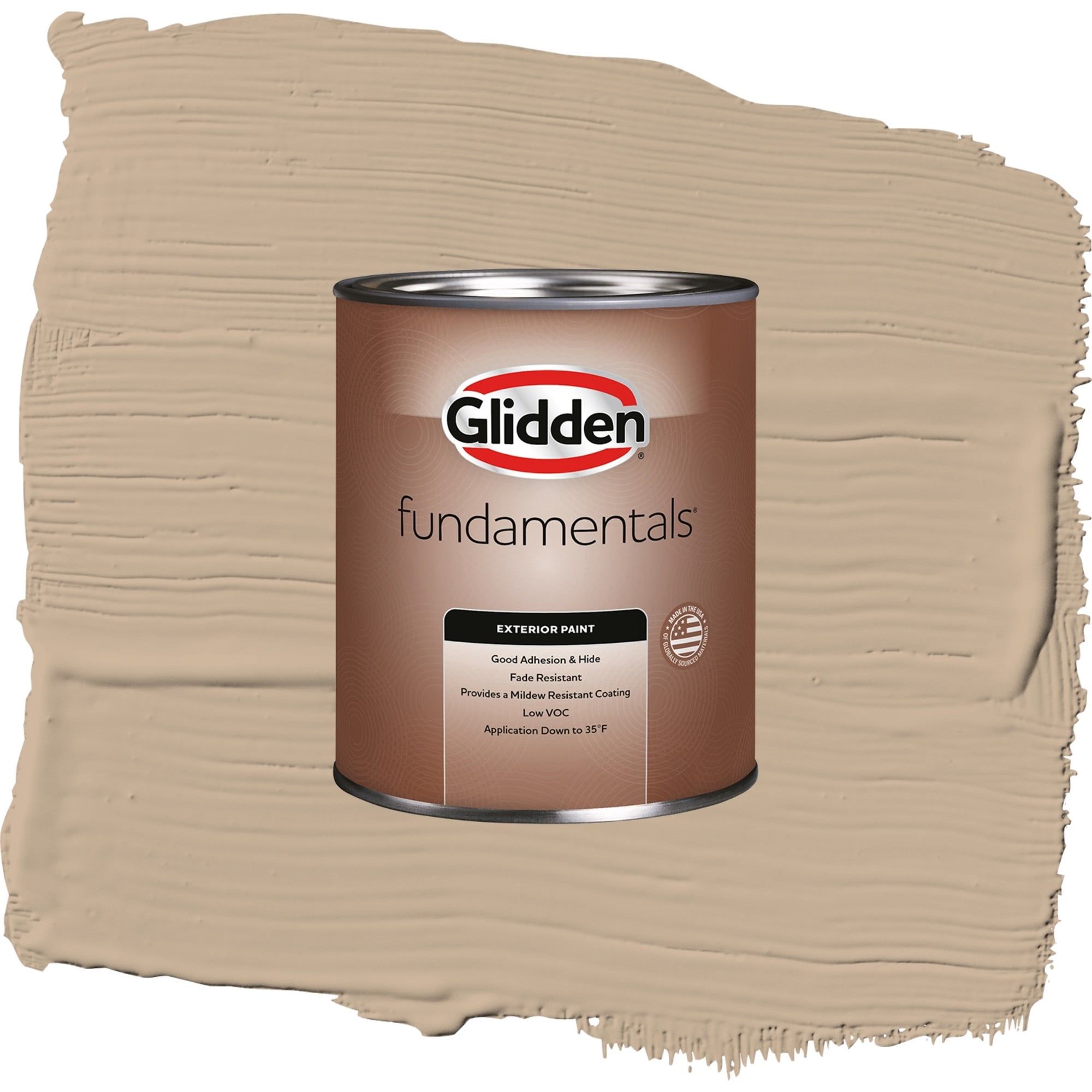 Glidden Fundamentals Persuasion / Beige, Flat Exterior Paint, 1 Quart