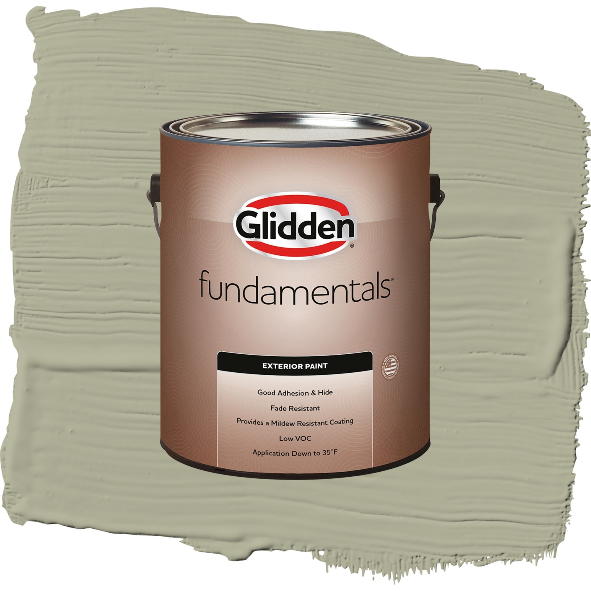 Glidden Fundamentals Photo Gray / Green, Satin Exterior Paint, 1 Gallon