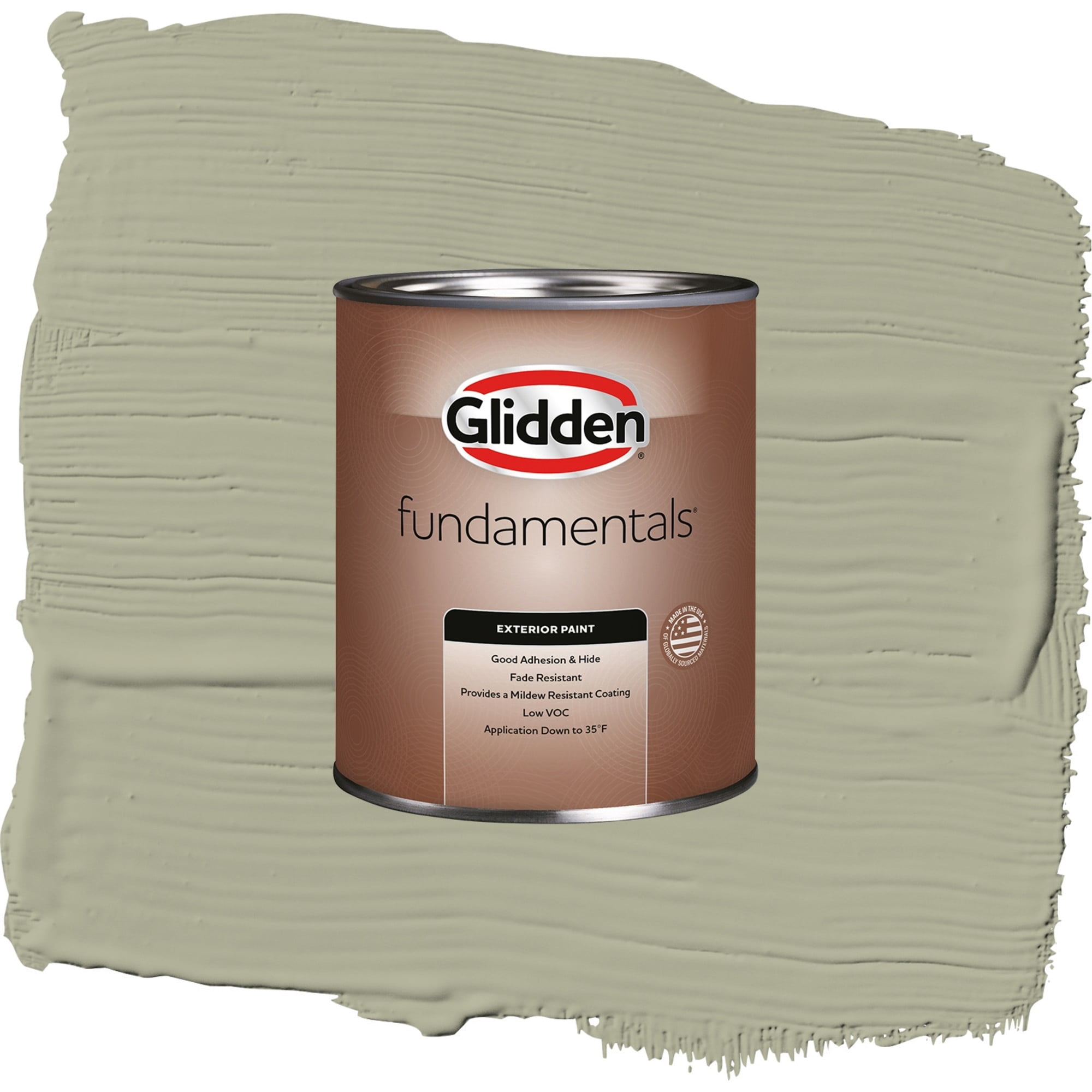 Glidden Fundamentals Photo Gray / Green, Satin Exterior Paint, 1 Quart
