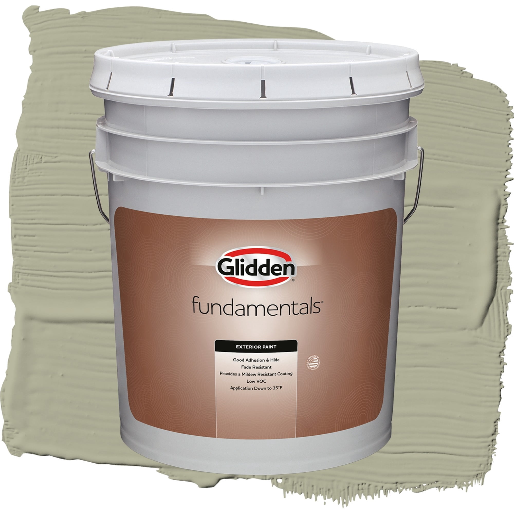 Glidden Fundamentals Photo Gray / Green, Semi-Gloss Exterior Paint, 5 Gallon