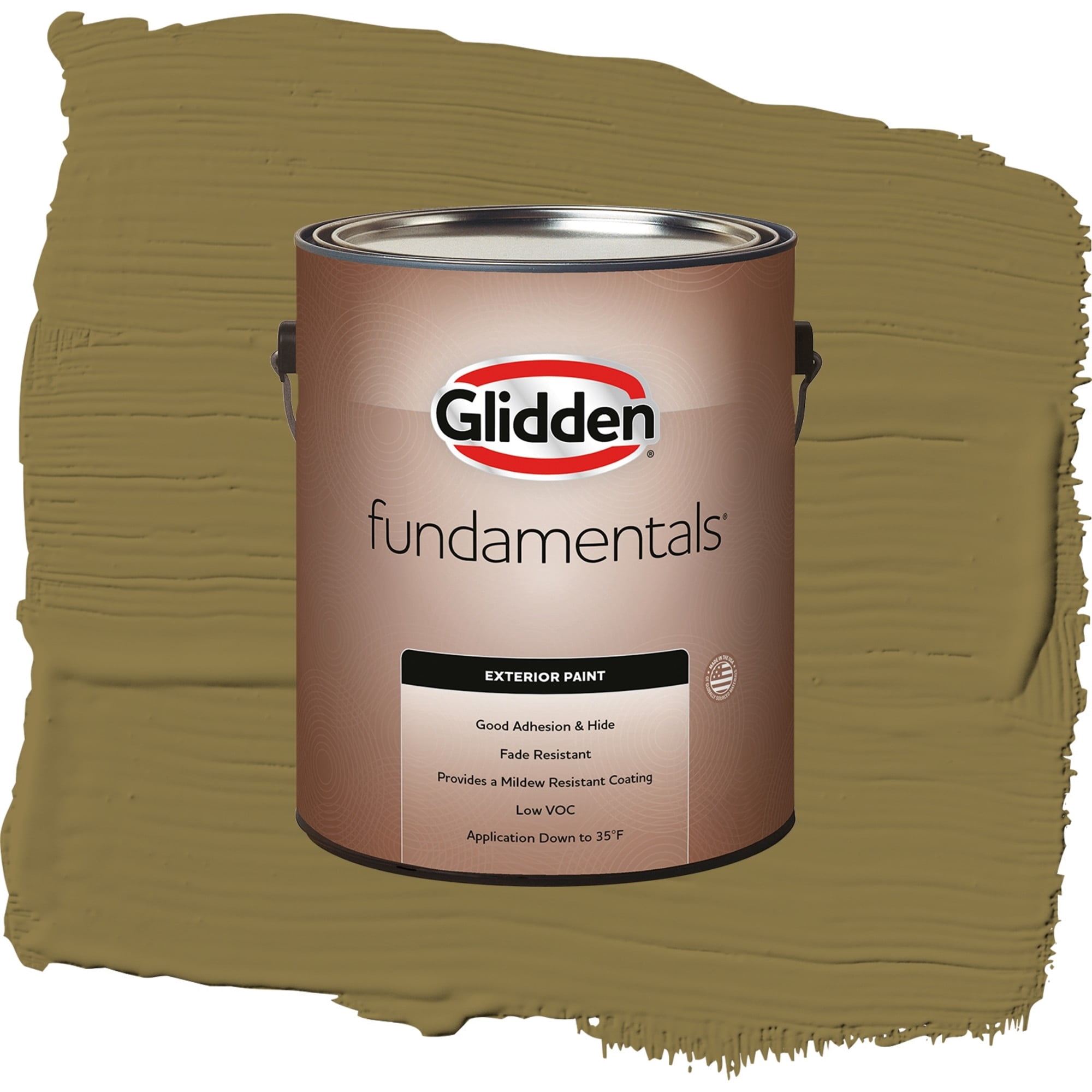 Glidden Fundamentals Pickled Okra / Green, Flat Exterior Paint, 1 Gallon