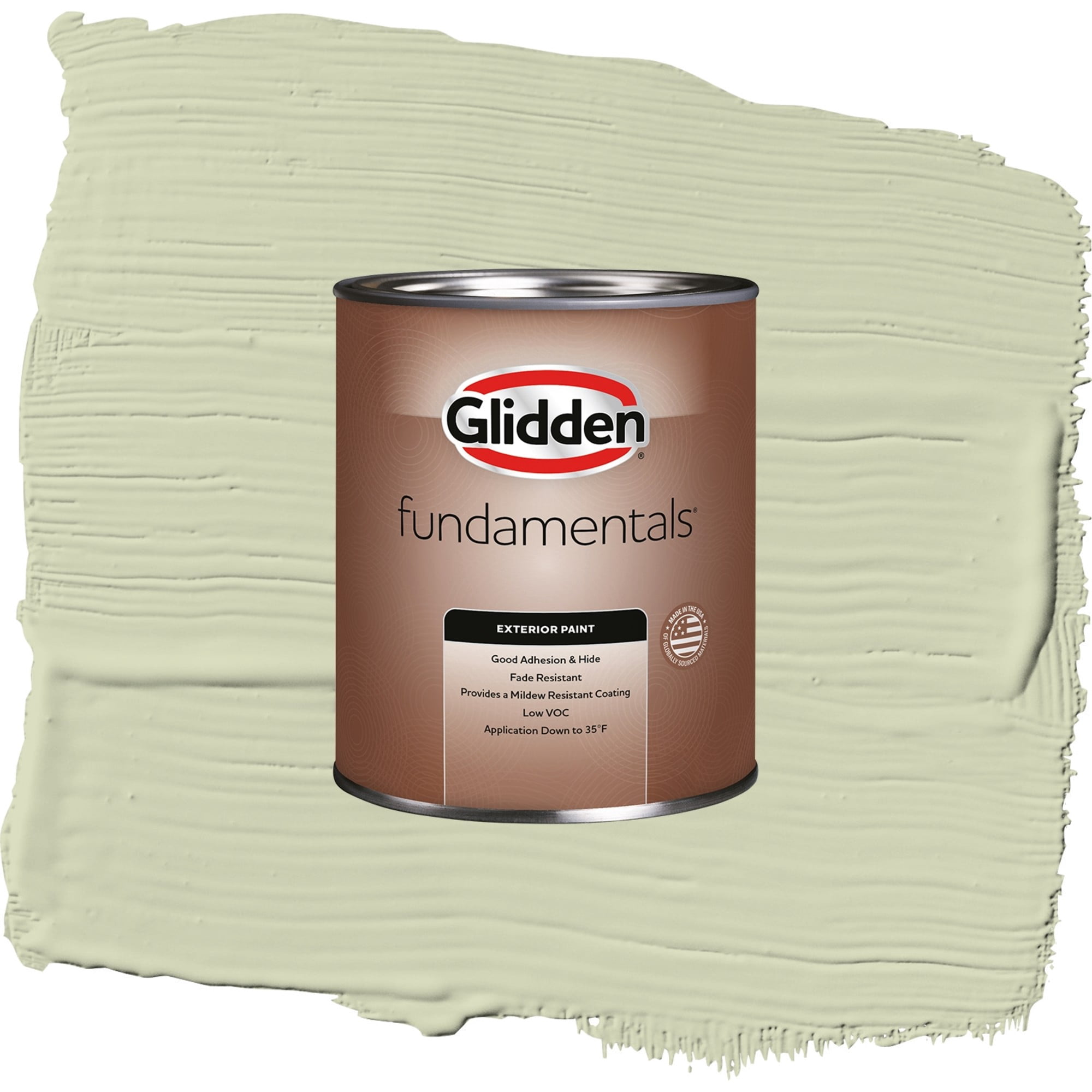 Glidden Fundamentals Pickling Spice / Green, Satin Exterior Paint, 1 Quart