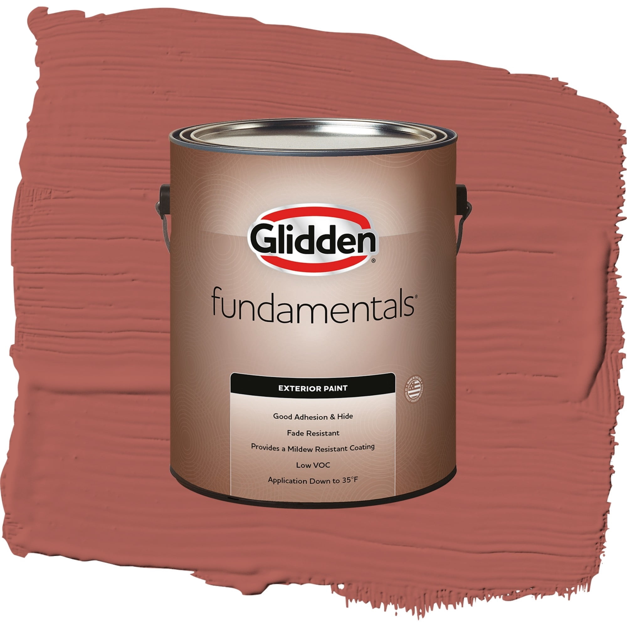 Glidden Fundamentals Pizza Pie / Red, Flat Exterior Paint, 1 Gallon