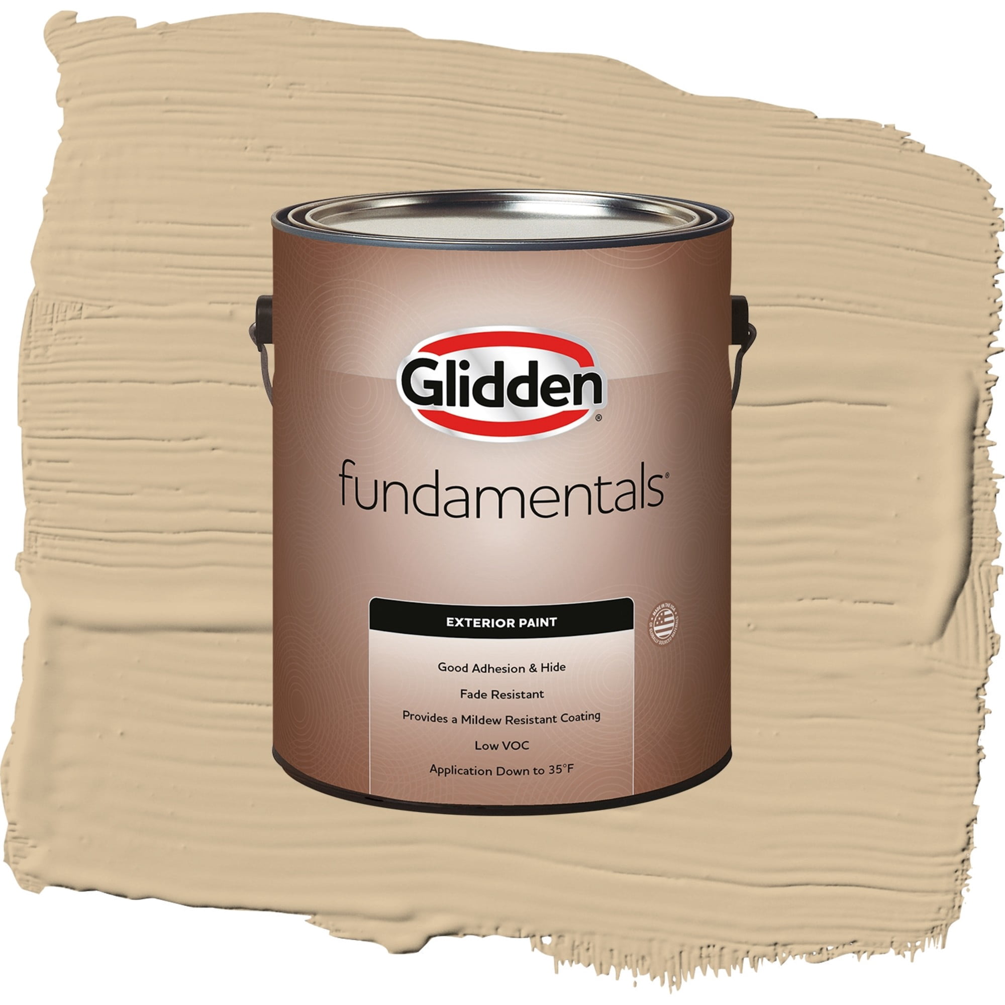 Glidden Fundamentals Pony Tail / Beige, Satin Exterior Paint, 1 Gallon
