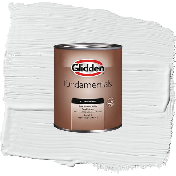 Glidden Fundamentals Radisson / White Flat Exterior Paint, 1 Quart