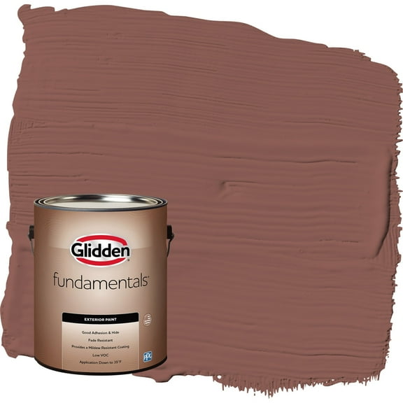 Glidden Fundamentals Raspberry Truffle / Red Satin Exterior Paint, 1 Gallon