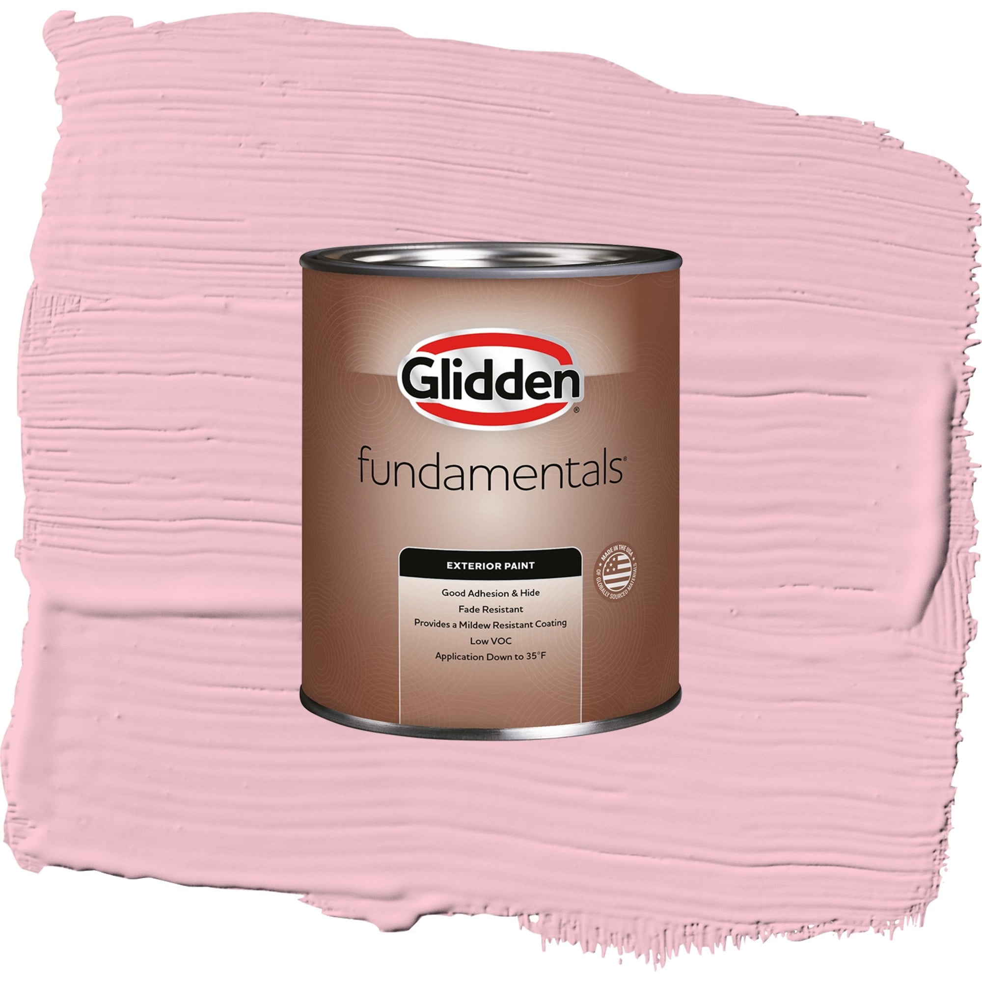 Glidden Fundamentals Rose Melody / Pink, Flat Exterior Paint, 1 Quart