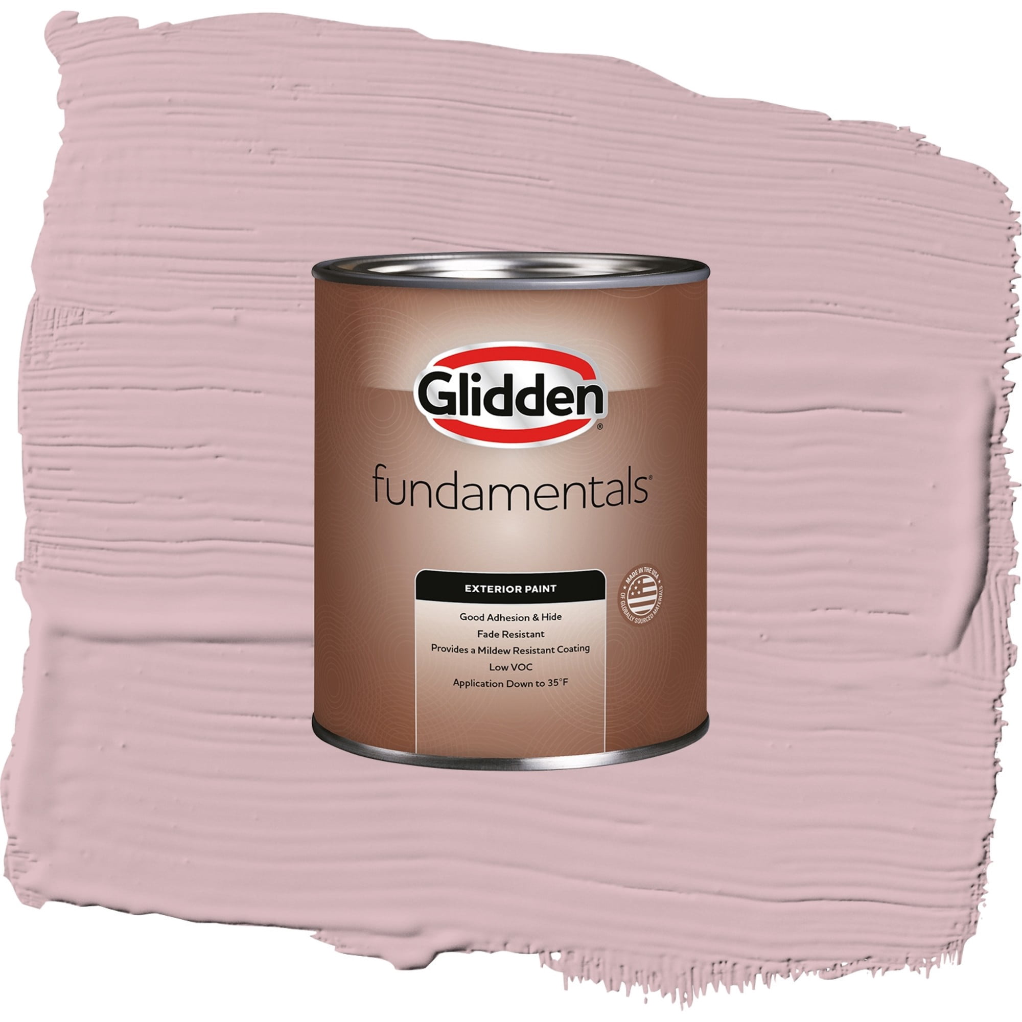 Glidden Fundamentals Rose Stain Semi Gloss Exterior Paint and Primer, 1 Quart