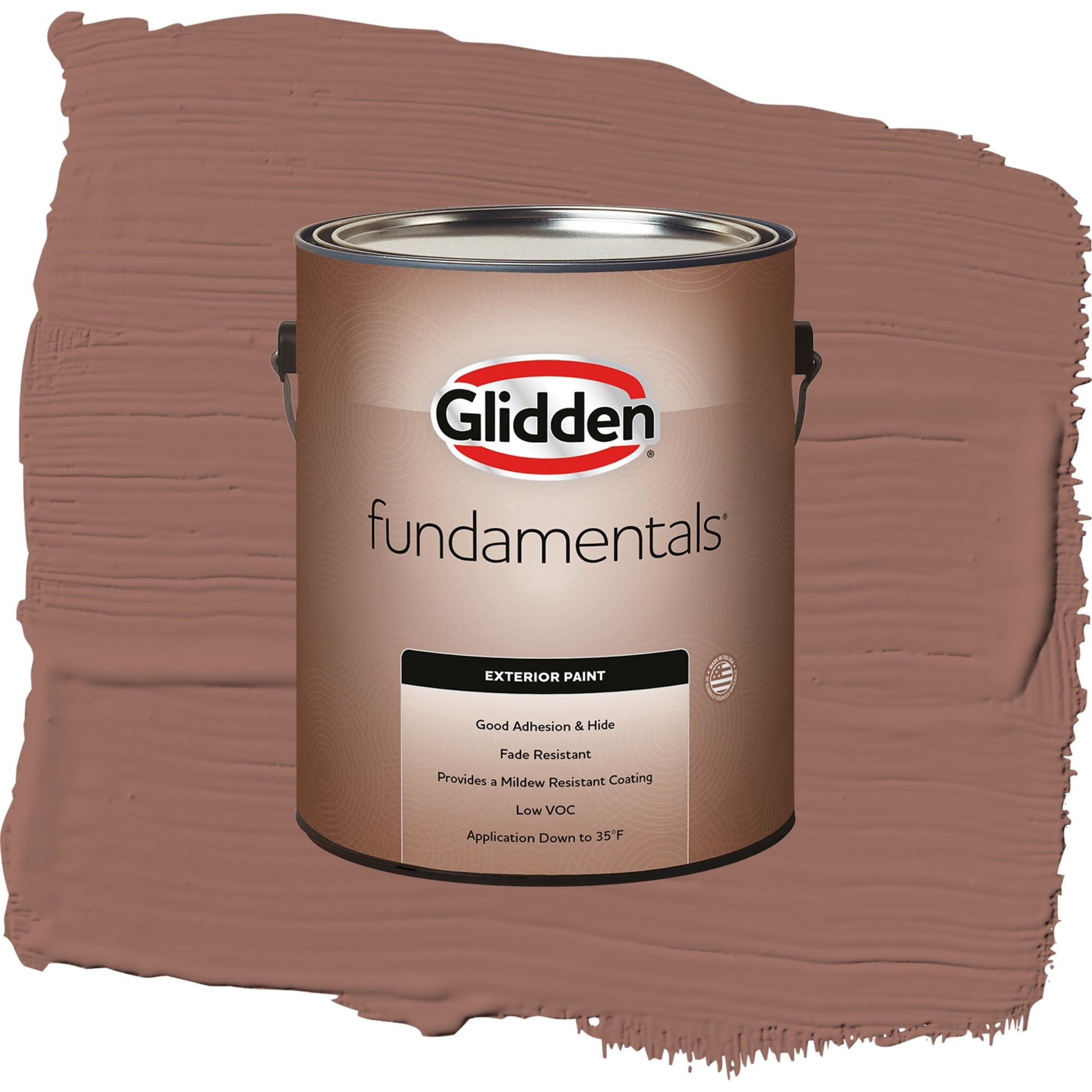 Glidden Fundamentals Safari Brown / Brown, Satin Exterior Paint, 1 Gallon