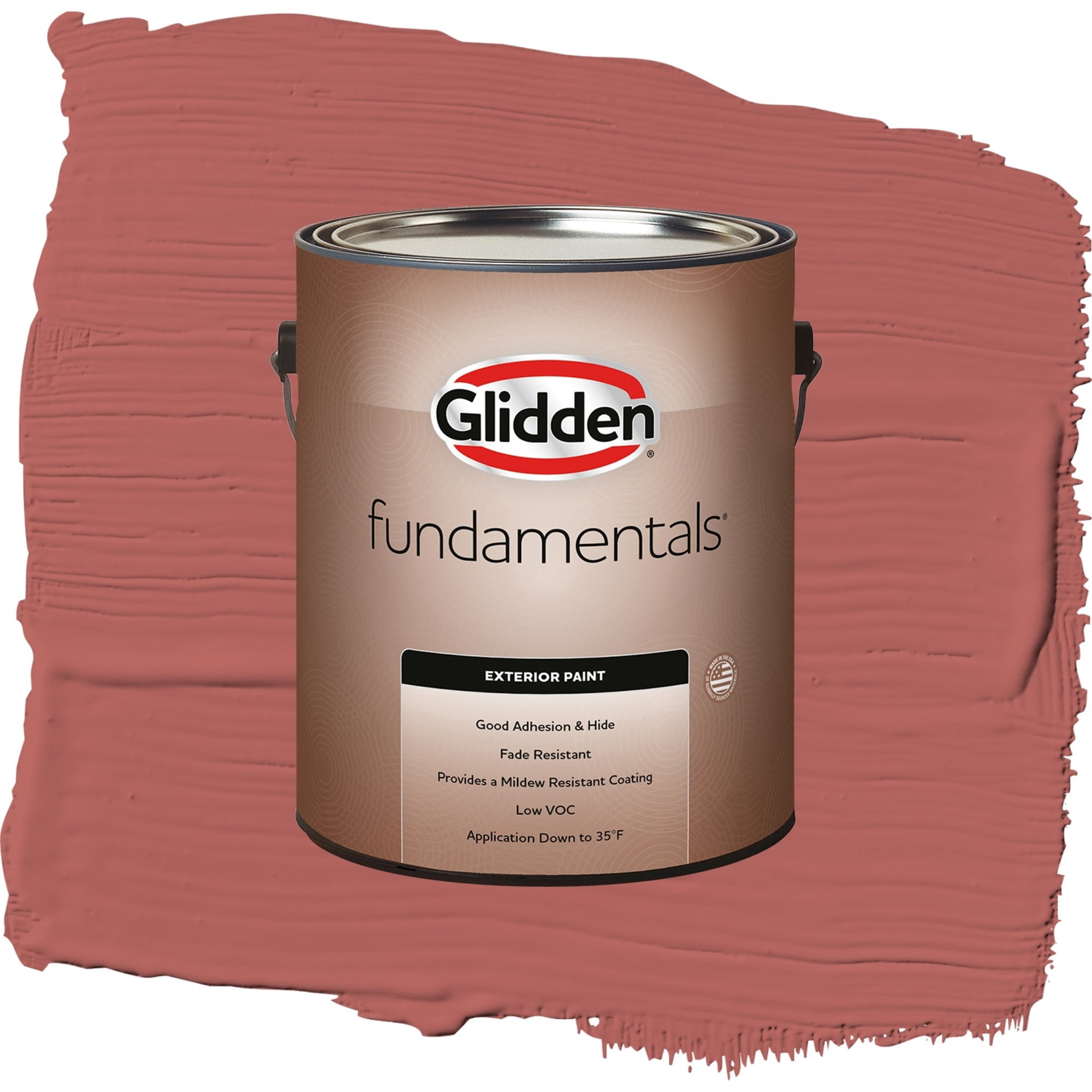 Glidden Fundamentals Sienna Red / Red, Satin Exterior Paint, 1 Gallon