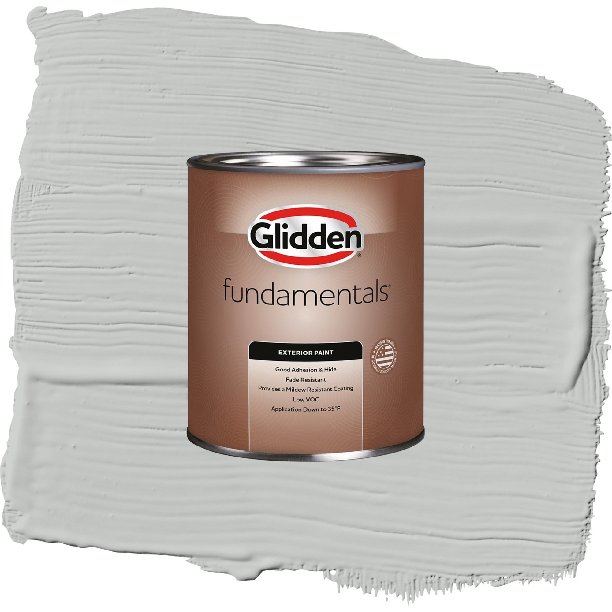 Glidden Fundamentals Solitary State / Gray, Flat Exterior Paint, 1 Quart