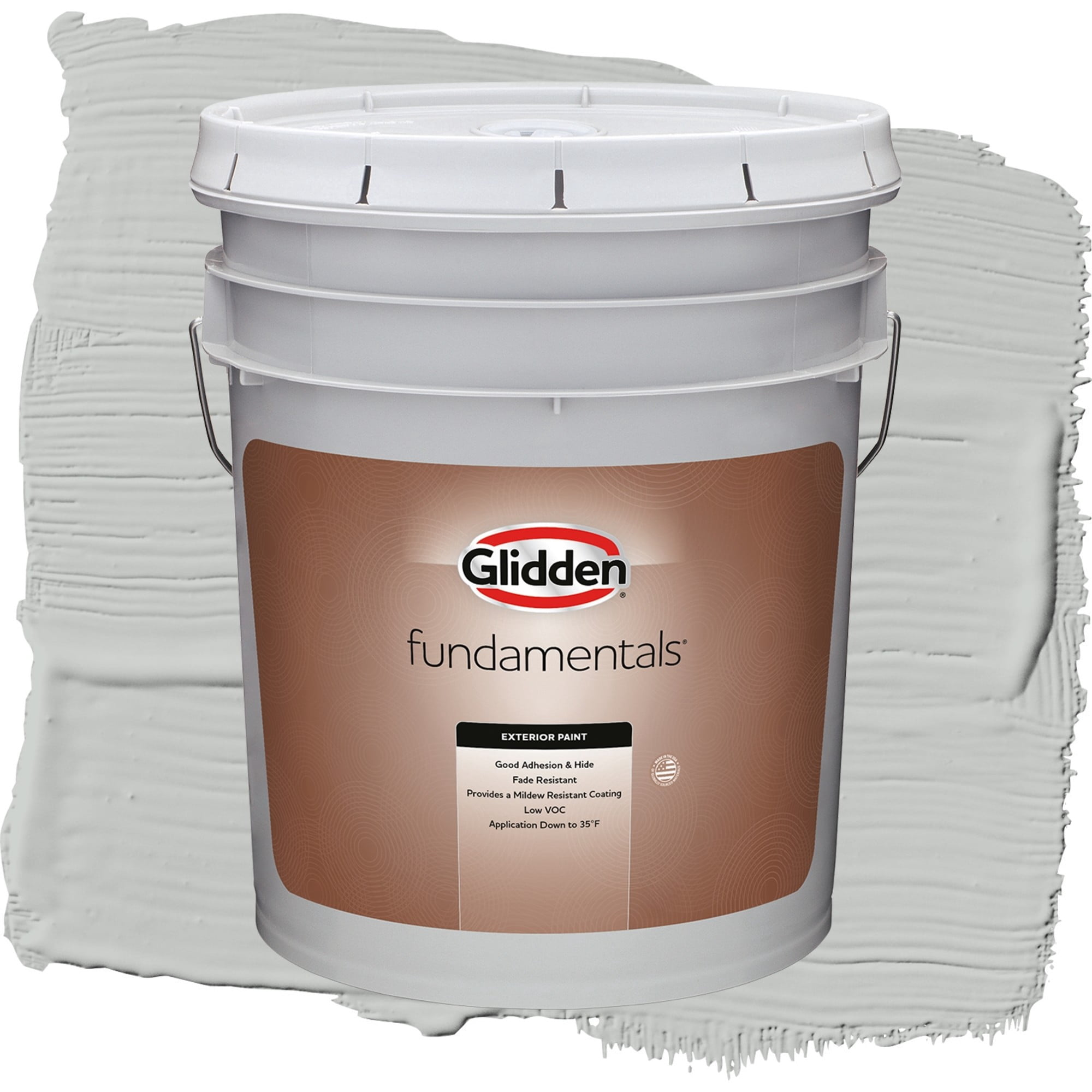 Glidden Fundamentals Solitary State / Gray, Semi-Gloss Exterior Paint, 5 Gallon