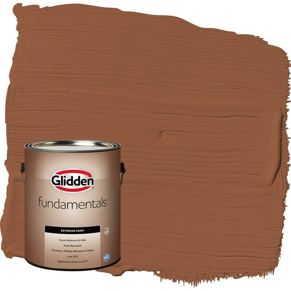 Glidden Fundamentals Spiced Cider / Orange Flat Exterior Paint, 1 Gallon