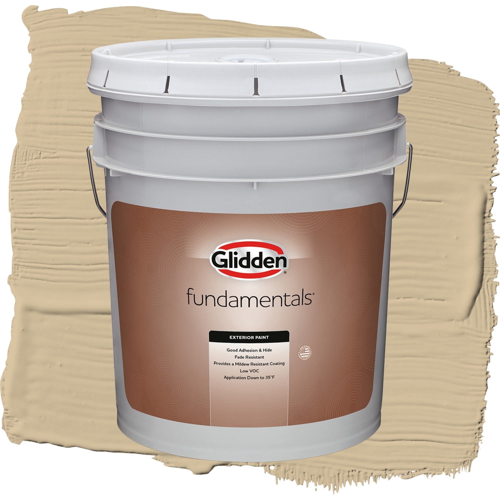Glidden Fundamentals Spiced Vinegar / Beige, Flat Exterior Paint, 5 Gallon