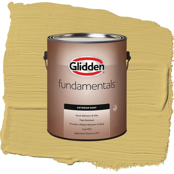 Glidden Fundamentals Spicy Mustard / Yellow, Flat Exterior Paint, 1 Gallon