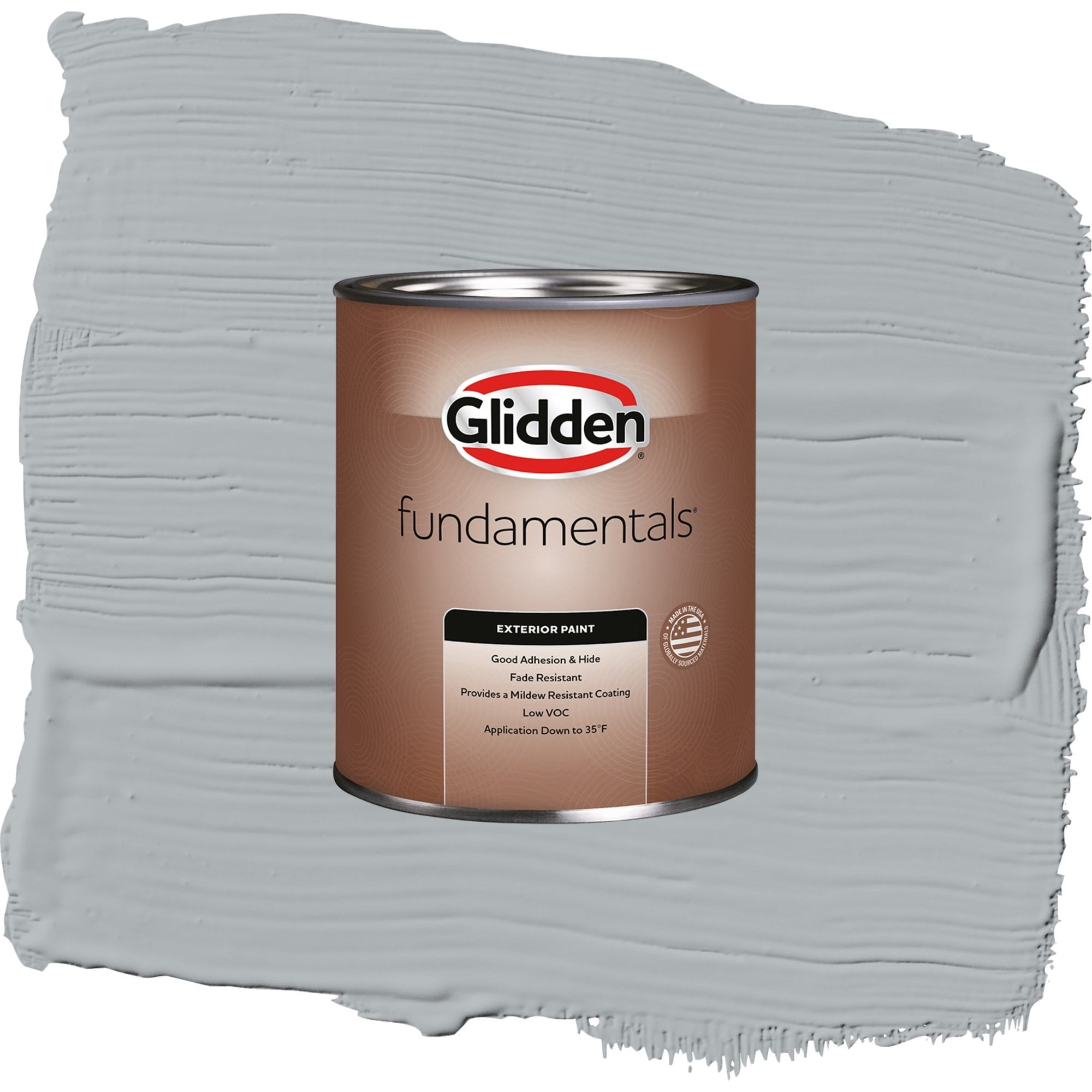 Glidden Fundamentals Stargazer / Gray, Flat Exterior Paint, 1 Quart