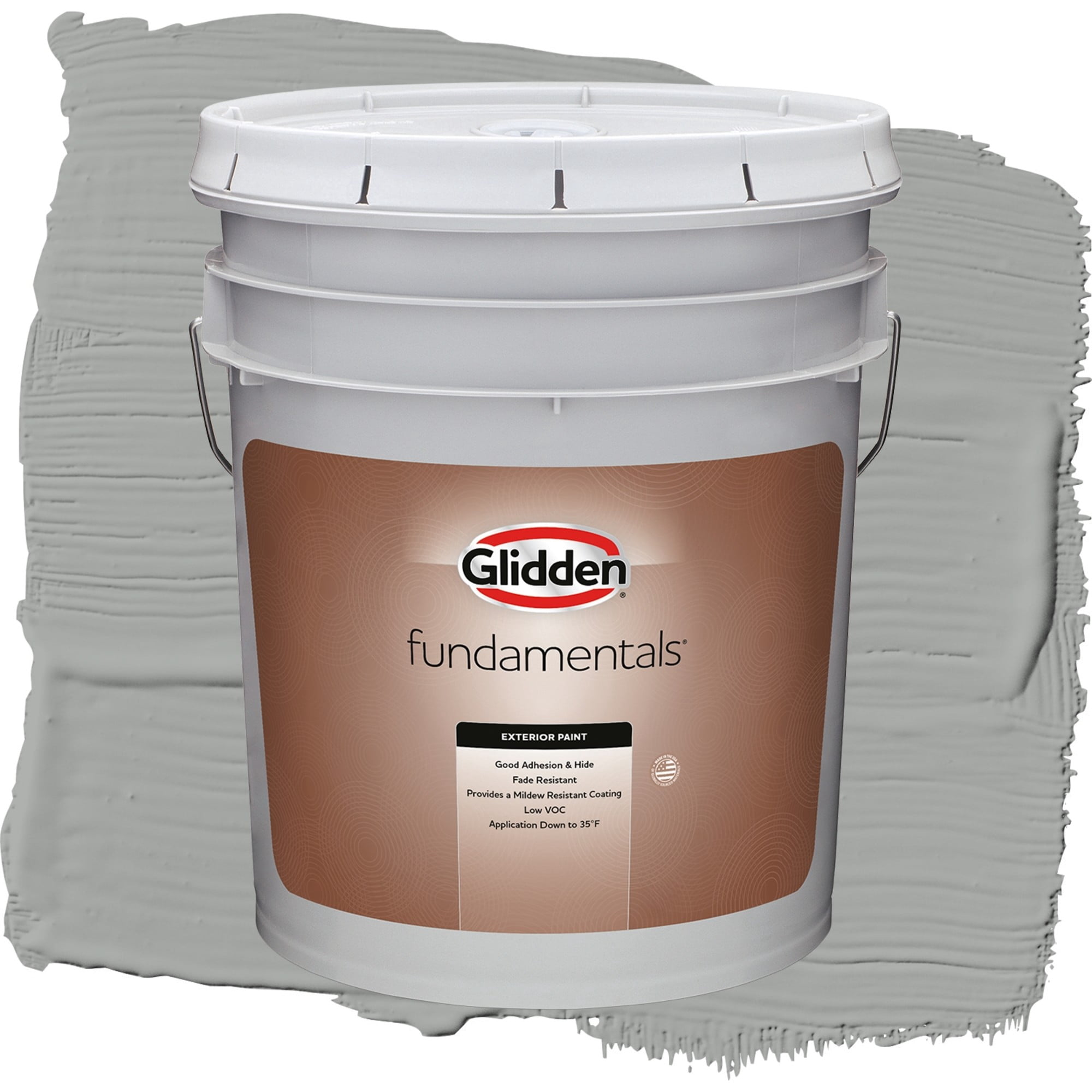 Glidden Fundamentals Stepping Stone / Gray, Flat Exterior Paint, 5 Gallon