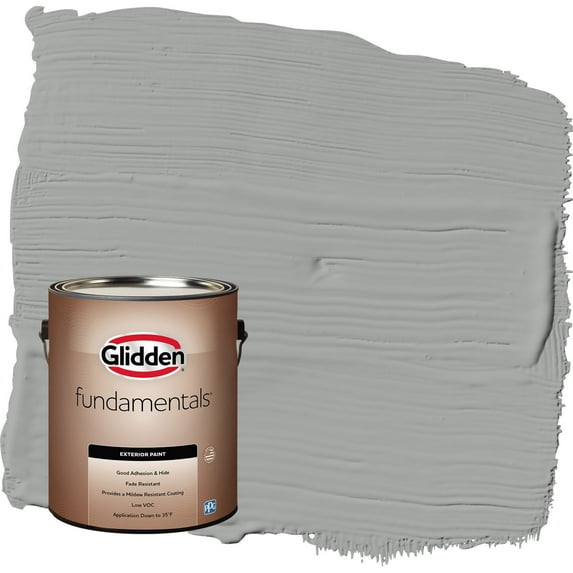 Glidden Fundamentals Stepping Stone / Gray Satin Exterior Paint, 1 Gallon