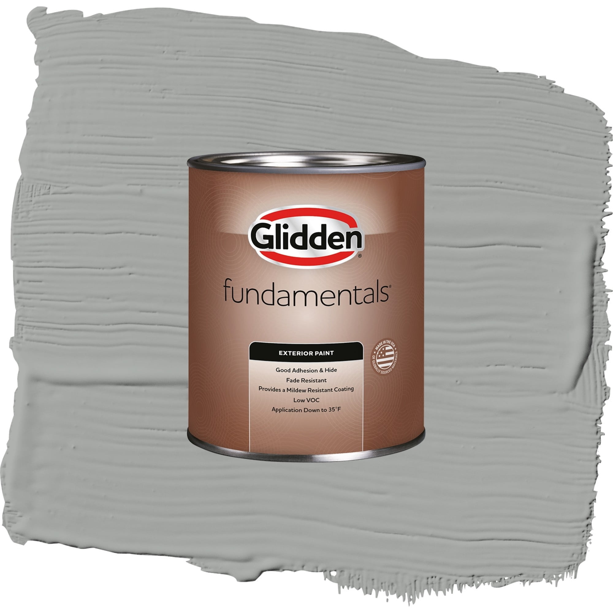 Glidden Fundamentals Stepping Stone / Gray, Satin Exterior Paint, 1 Quart