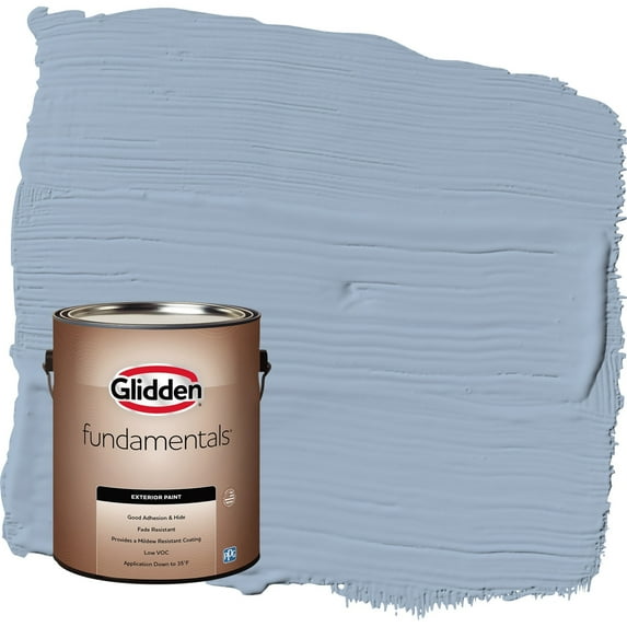 Glidden Fundamentals Sterling Silver / Blue Flat Exterior Paint, 1 Gallon