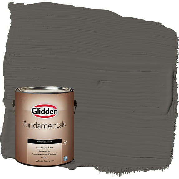 Glidden Fundamentals Stone's Throw / Gray Satin Exterior Paint, 1 Gallon