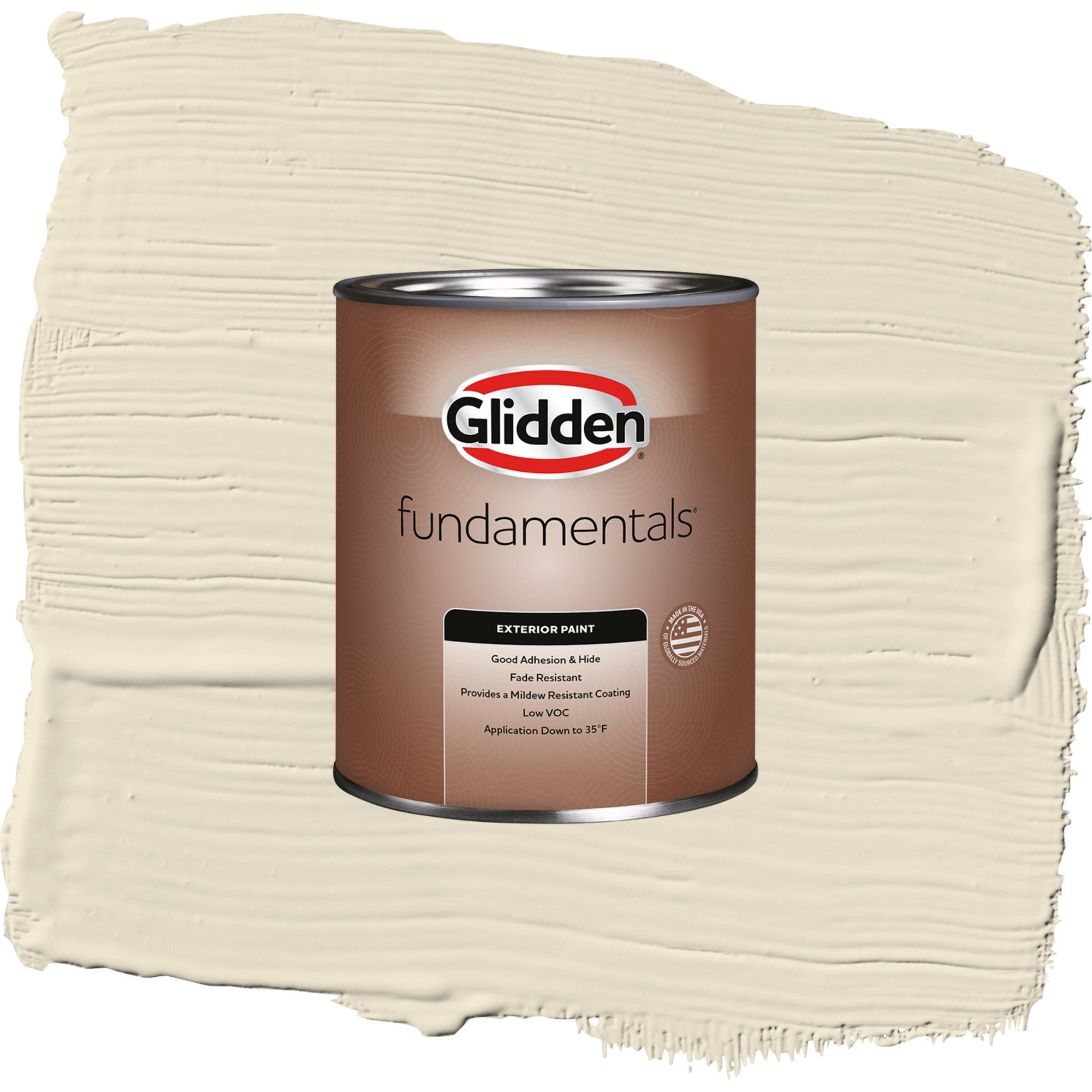 Glidden Fundamentals Sugar Cookie / Off-White Satin Exterior Paint, 1 Quart