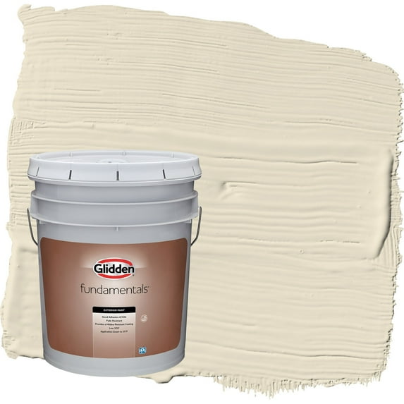 Glidden Fundamentals Sugar Cookie / Off-White Satin Exterior Paint, 5 Gallon
