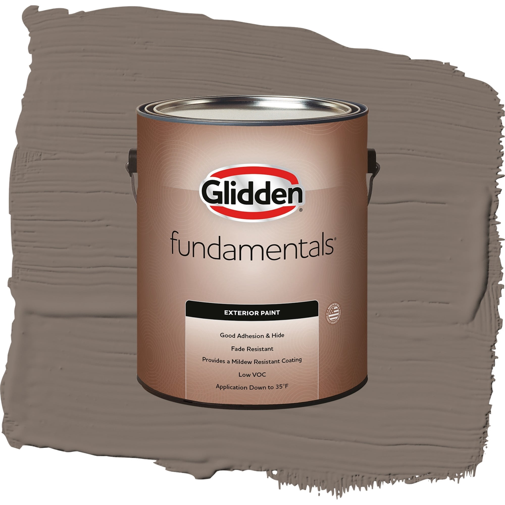 Glidden Fundamentals Tattle Tail / Brown, Flat Exterior Paint, 1 Gallon