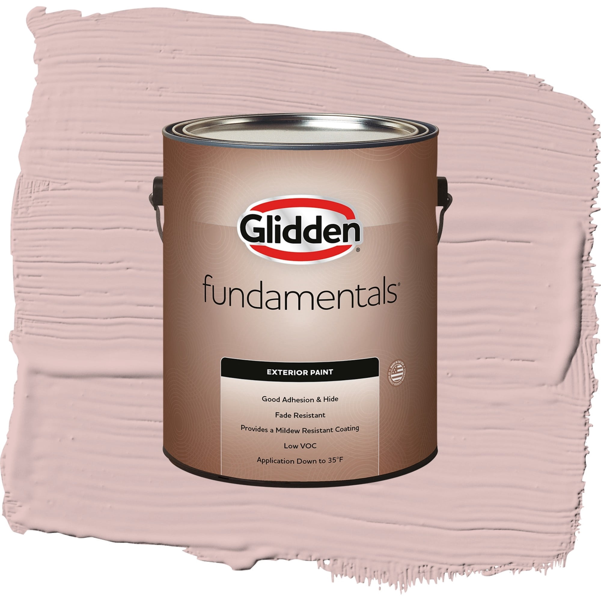 Glidden Fundamentals Tea Time / Pink, Satin Exterior Paint, 1 Gallon