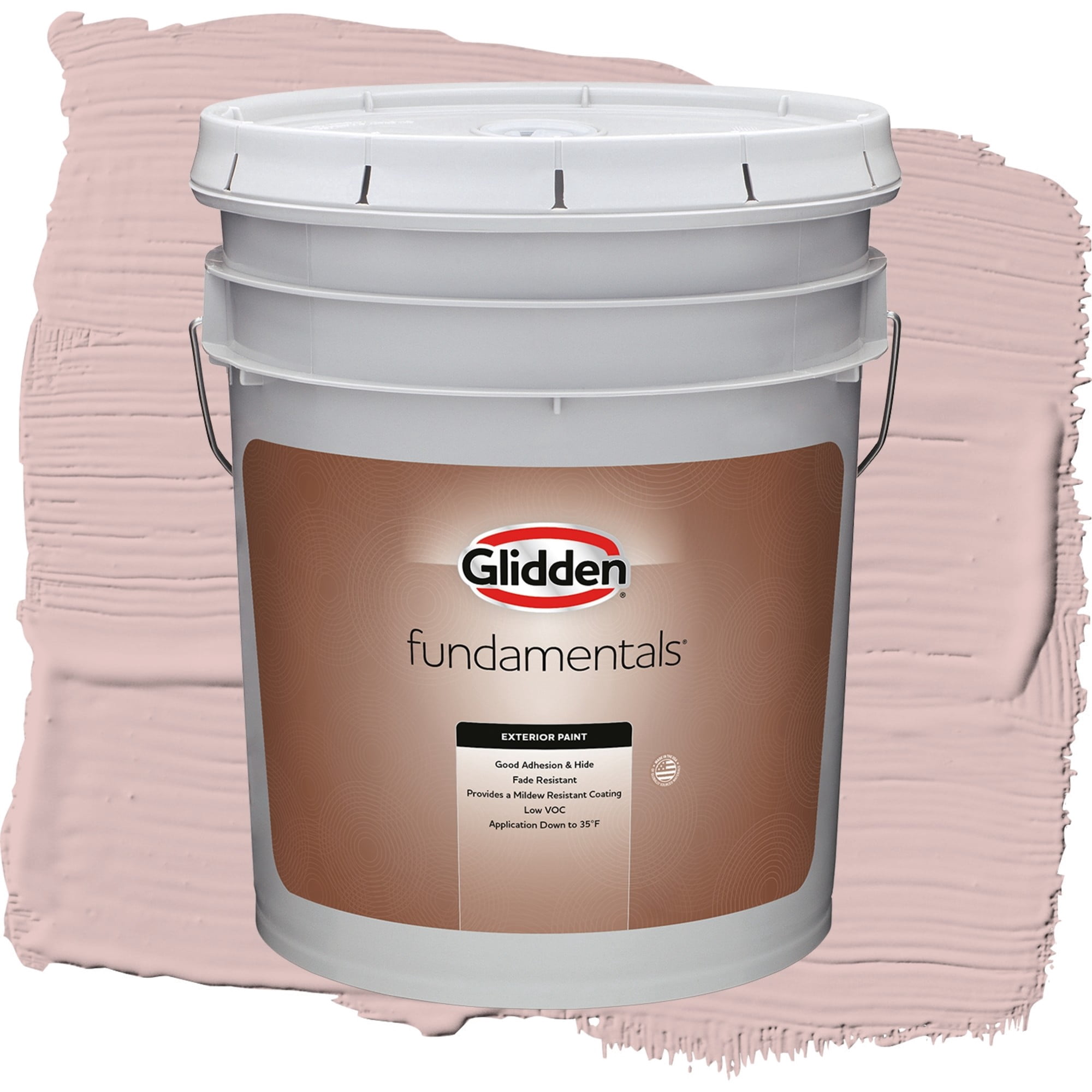 Glidden Fundamentals Tea Time / Pink, Satin Exterior Paint, 5 Gallon
