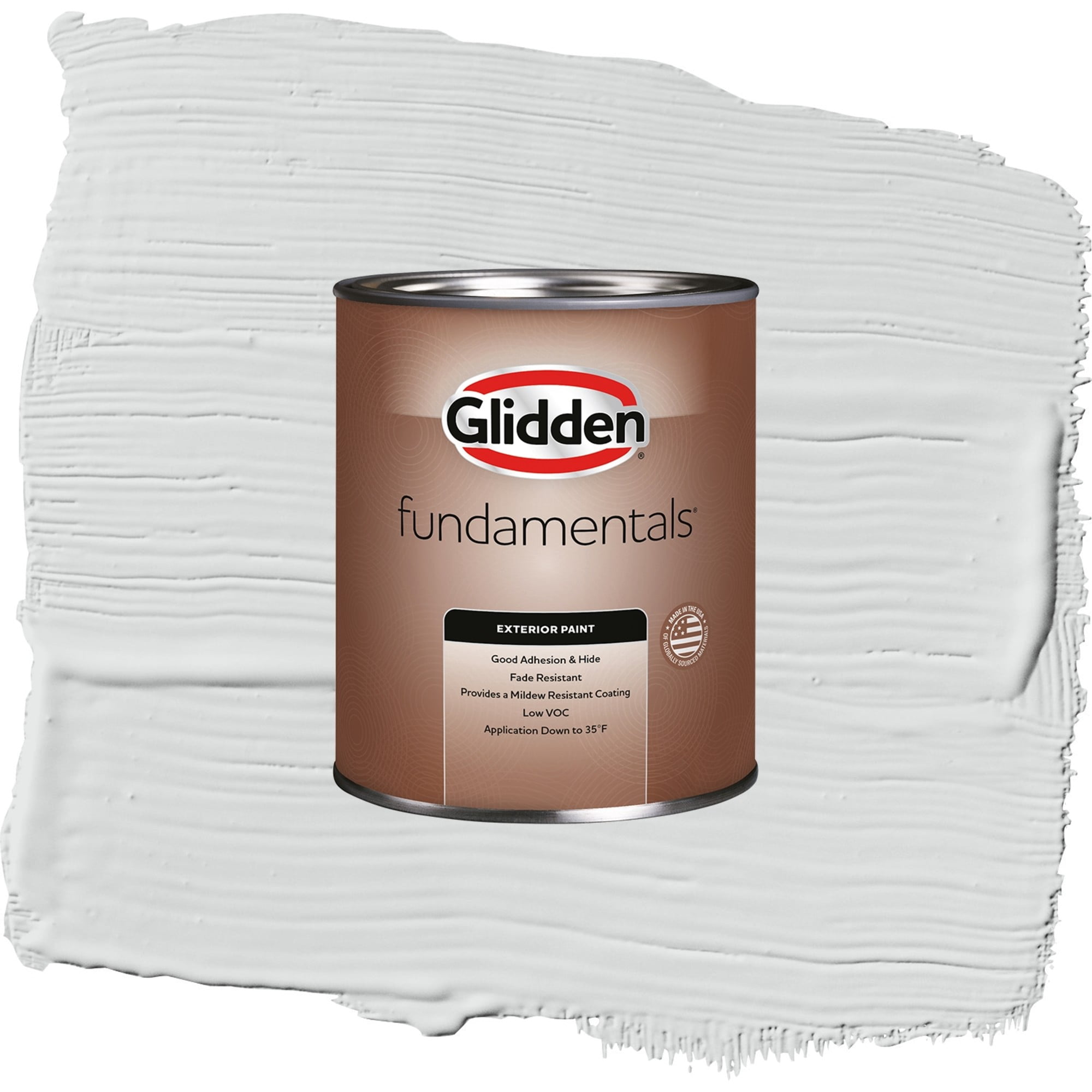 Glidden Fundamentals Thin Ice / Gray, Flat Exterior Paint, 1 Quart