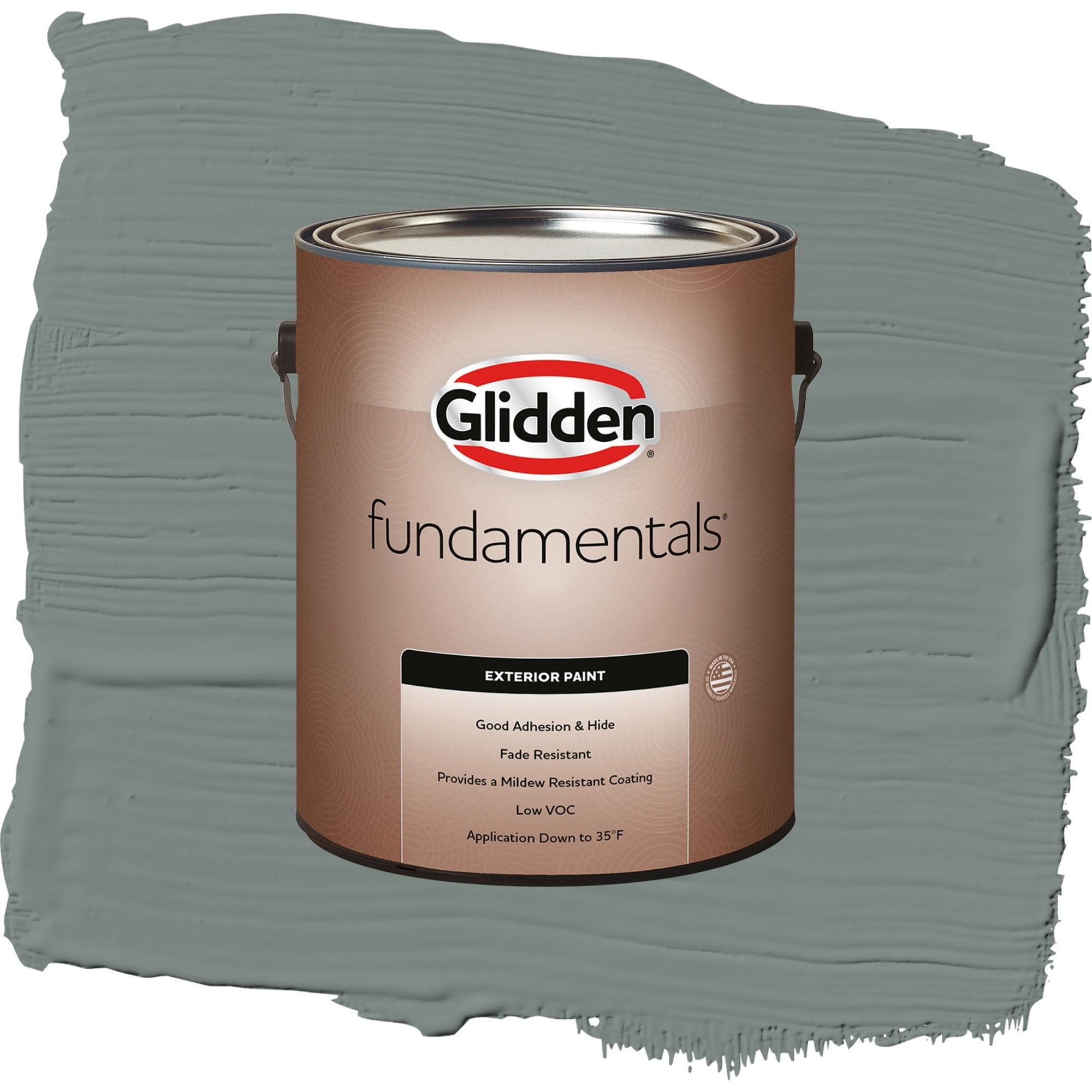Glidden Fundamentals Thunderbolt / Gray, Flat Exterior Paint, 1 Gallon