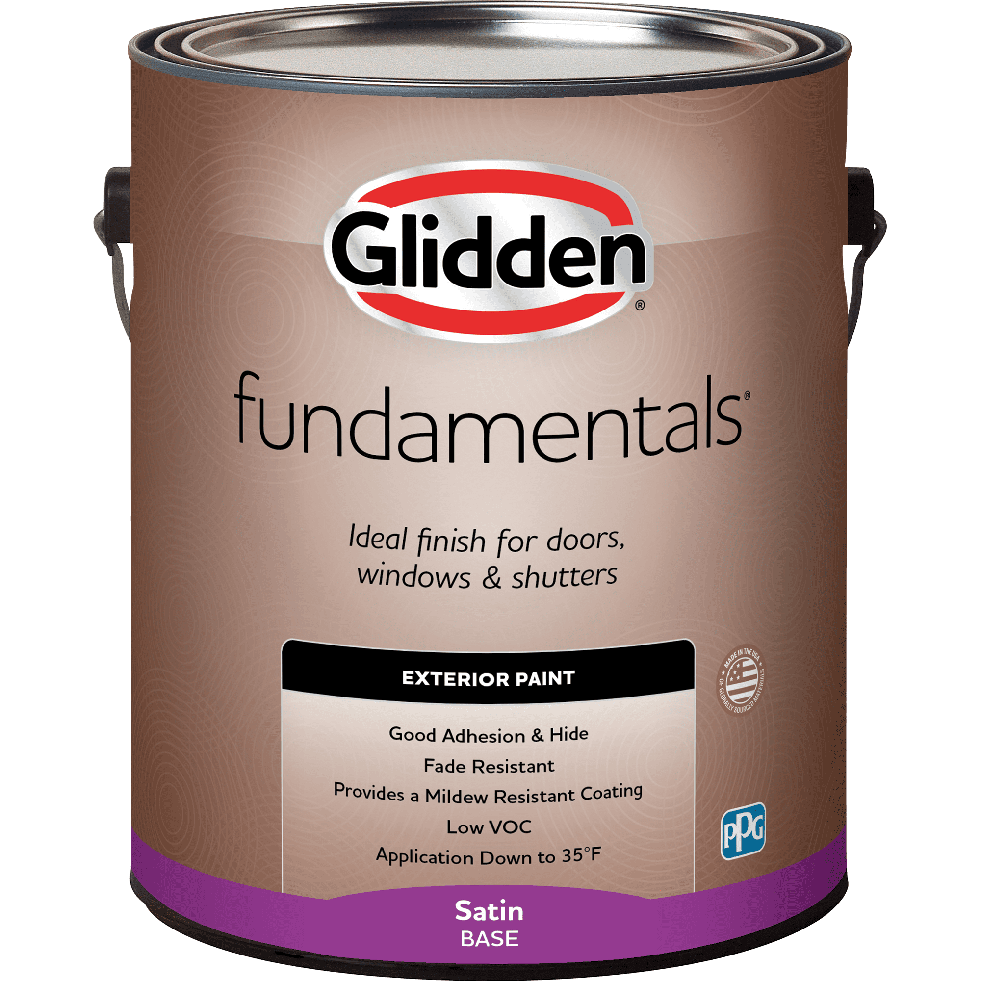 Glidden Fundamentals Exterior Paint, Tintable, Satin, 1 Gallon