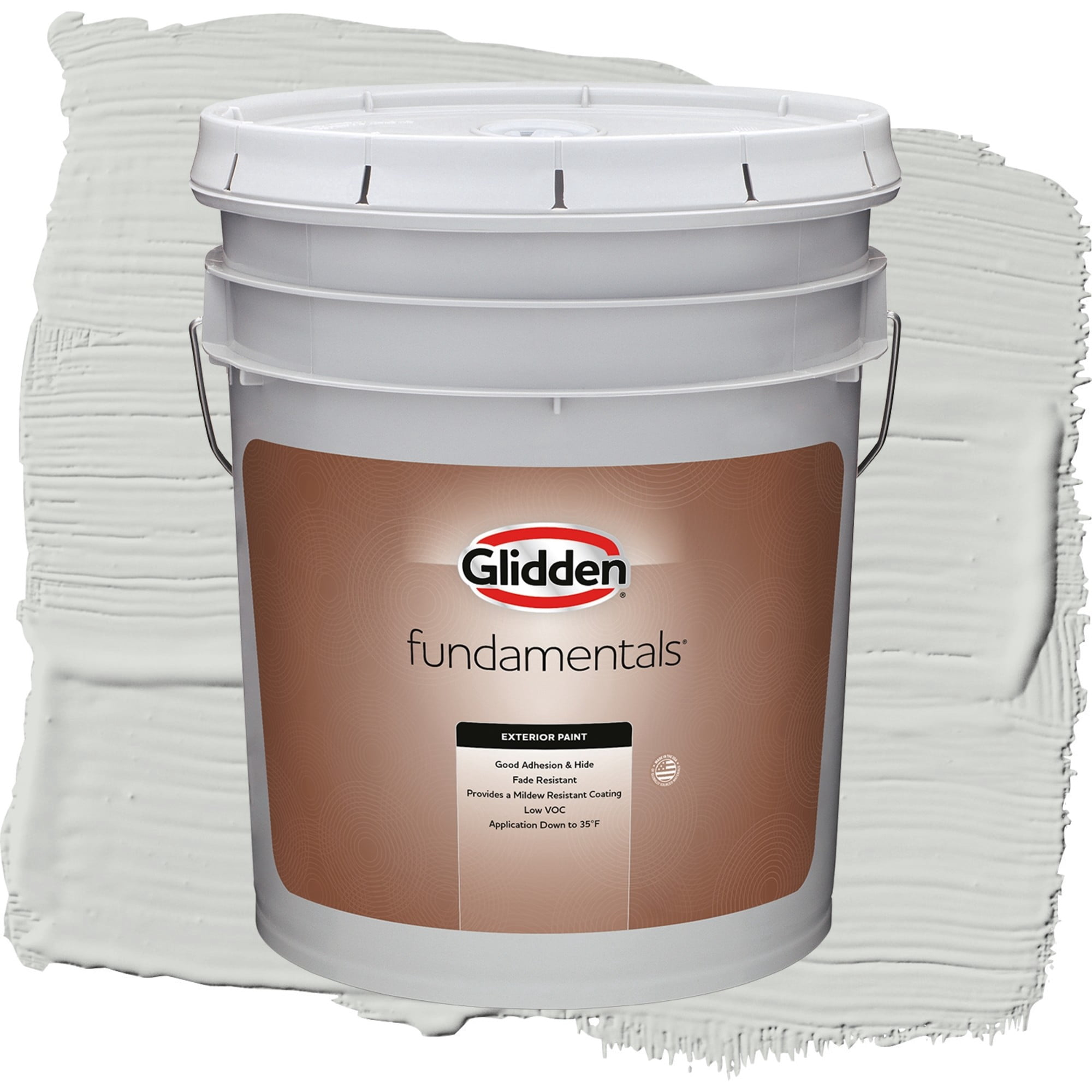 Glidden Fundamentals Tornado / Gray, Satin Exterior Paint, 5 Gallon