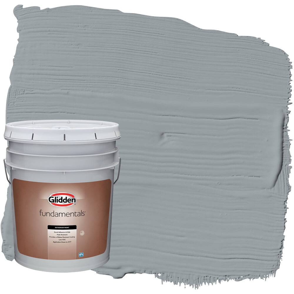Glidden Fundamentals UFO / Gray Flat Exterior Paint, 5 Gallon