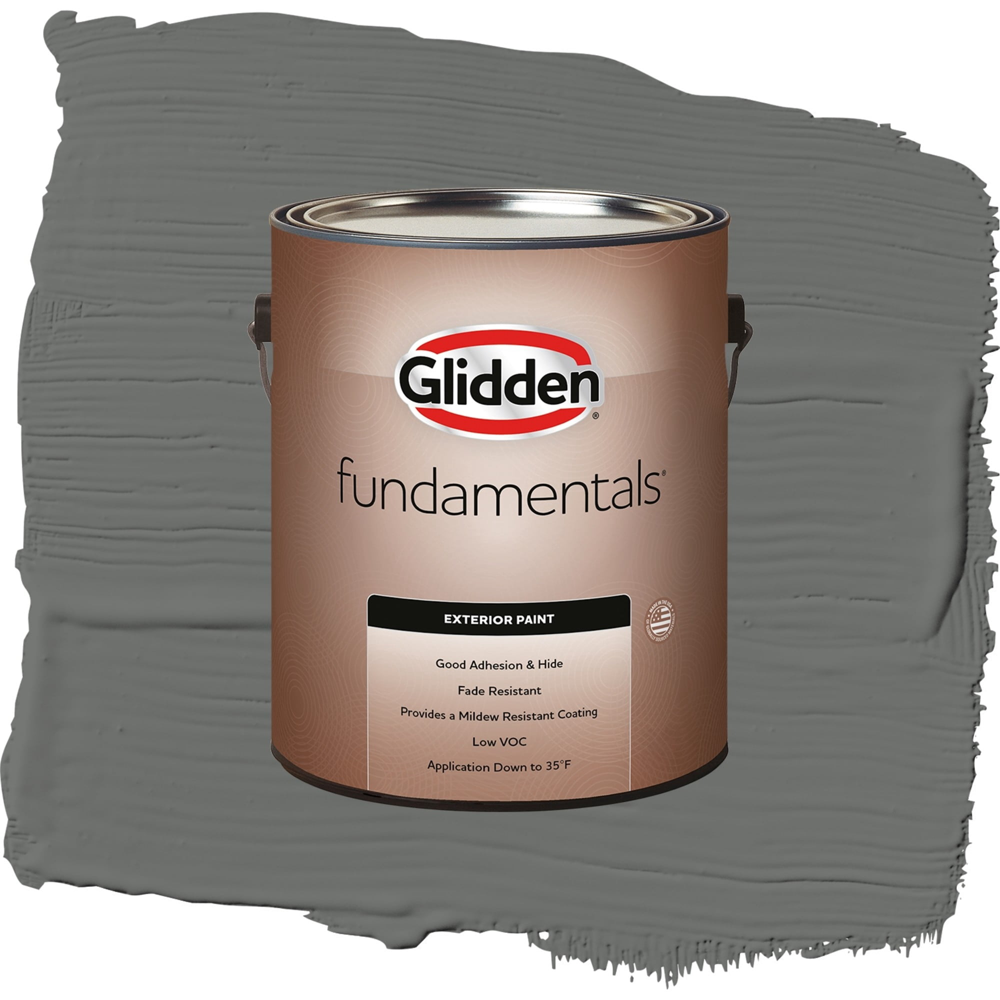 Glidden Fundamentals Up In Smoke Flat Exterior Paint and Primer, 1 Gallon