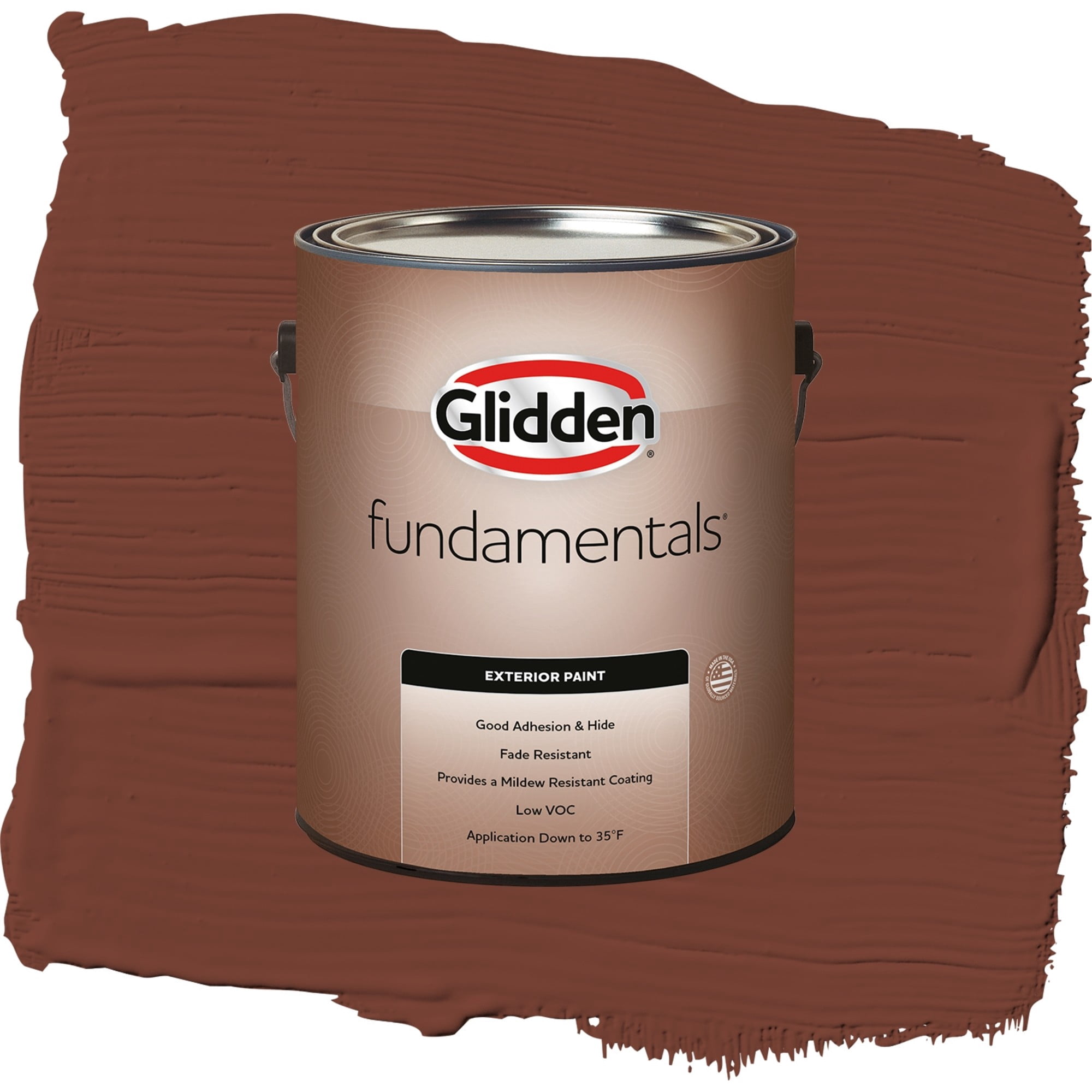 Glidden Fundamentals Warm Mahogany / Red, Satin Exterior Paint, 1 Gallon