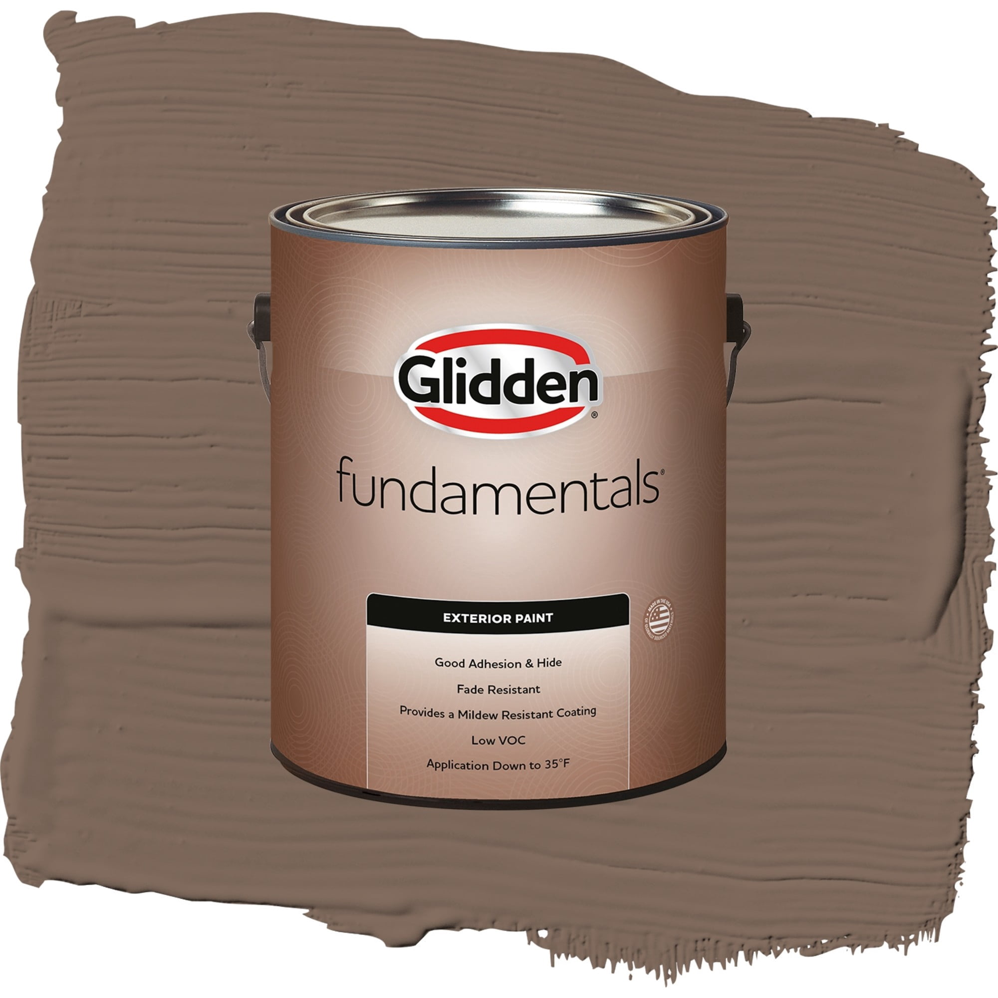 Glidden Fundamentals Warrior / Brown, Flat Exterior Paint, 1 Gallon