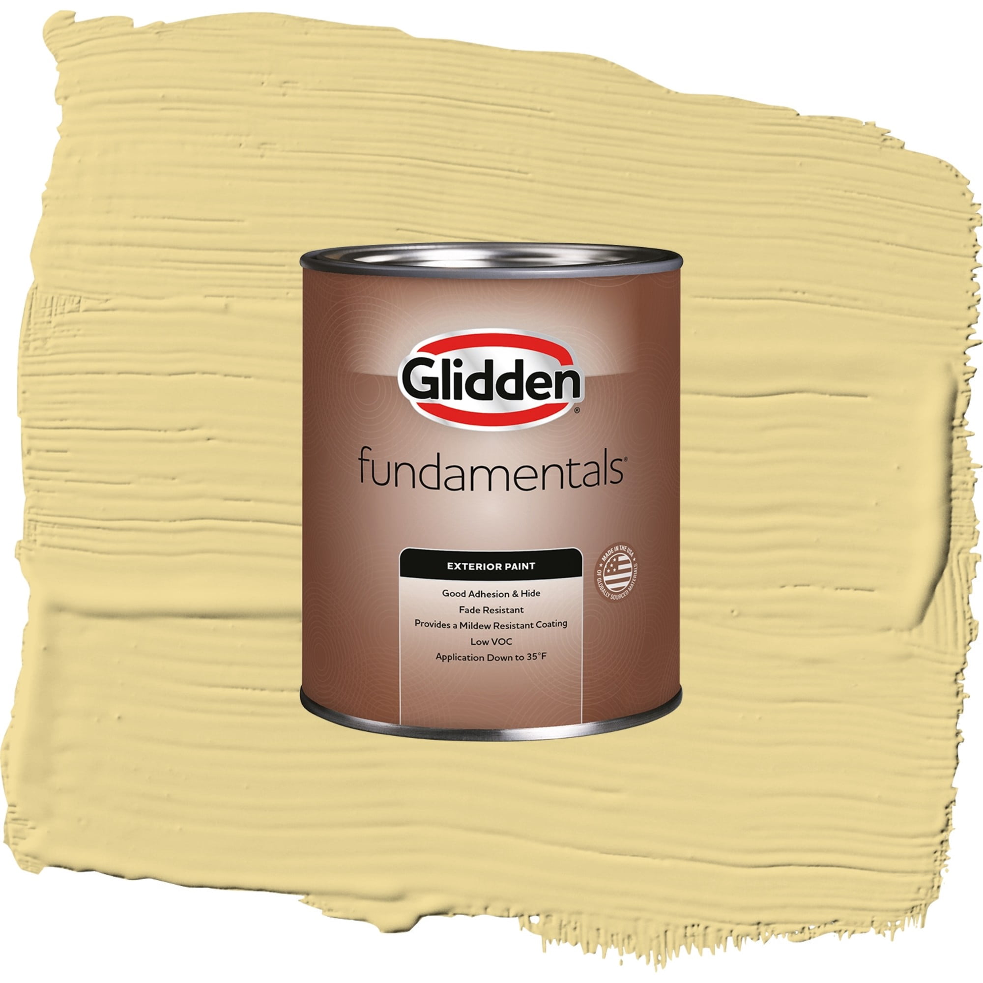 Glidden Fundamentals Wayward Wind / Yellow, Flat Exterior Paint, 1 Quart