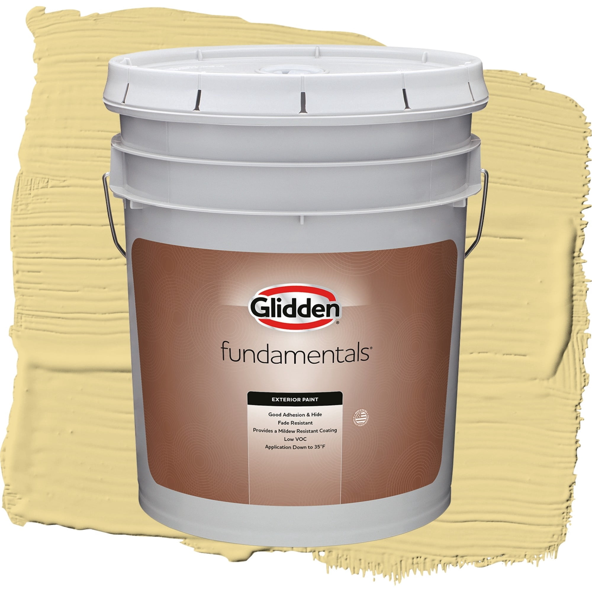 Glidden Fundamentals Wayward Wind / Yellow, Flat Exterior Paint, 5 Gallon
