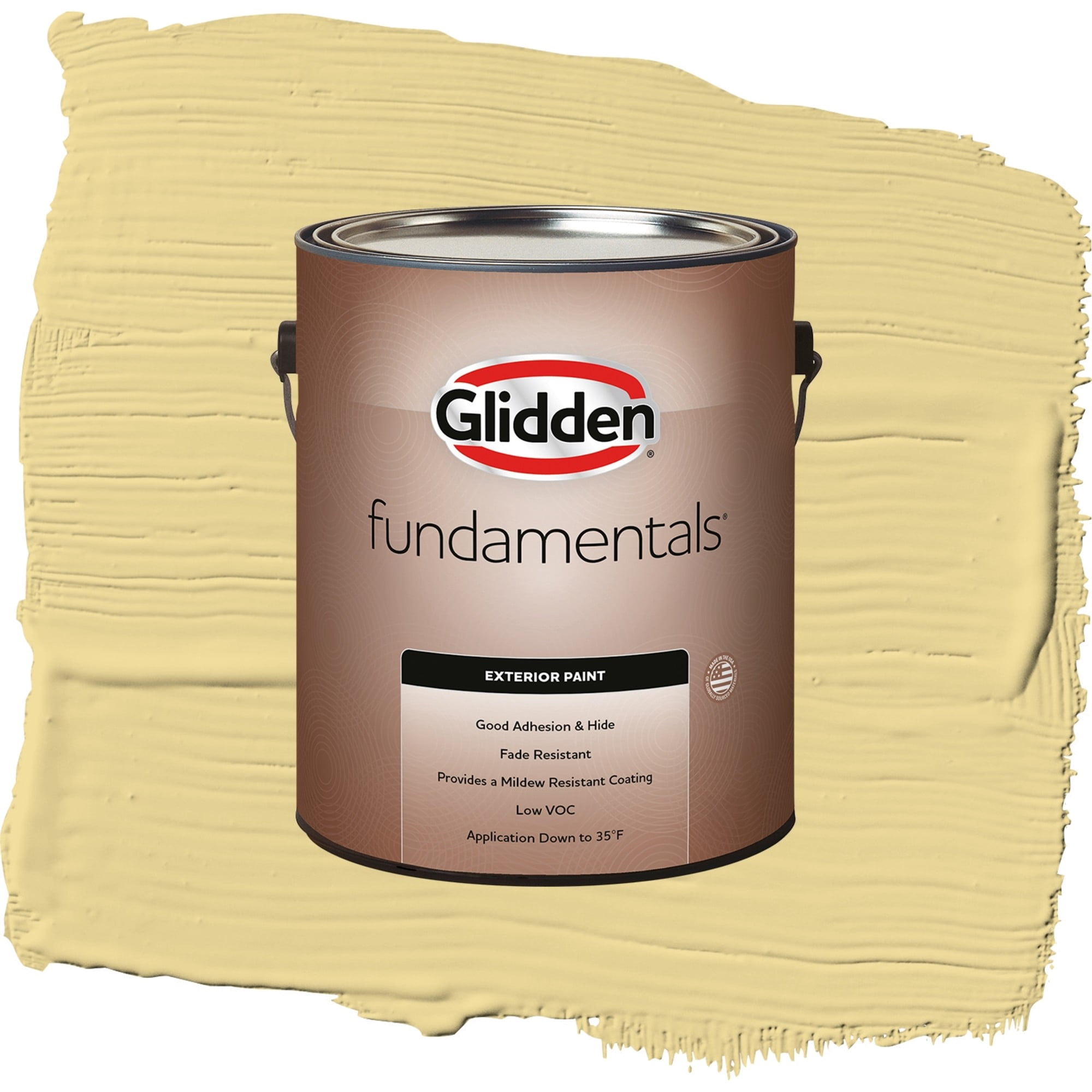 Glidden Fundamentals Wayward Wind / Yellow, Satin Exterior Paint, 1 Gallon