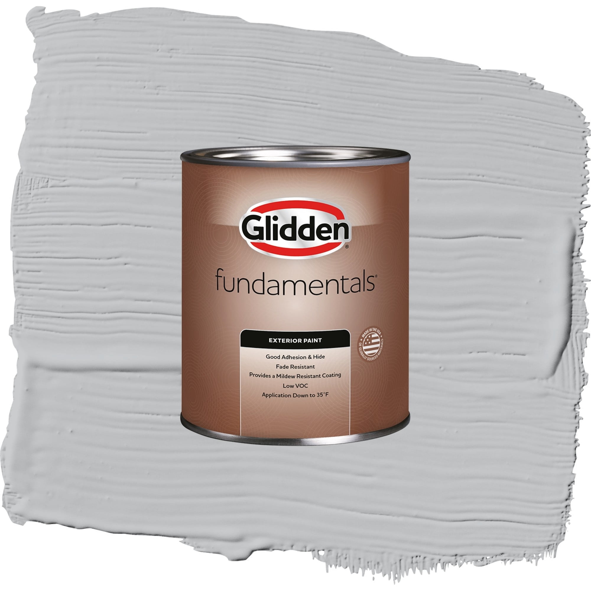 Glidden Fundamentals Whirlwind / Gray, Flat Exterior Paint, 1 Quart