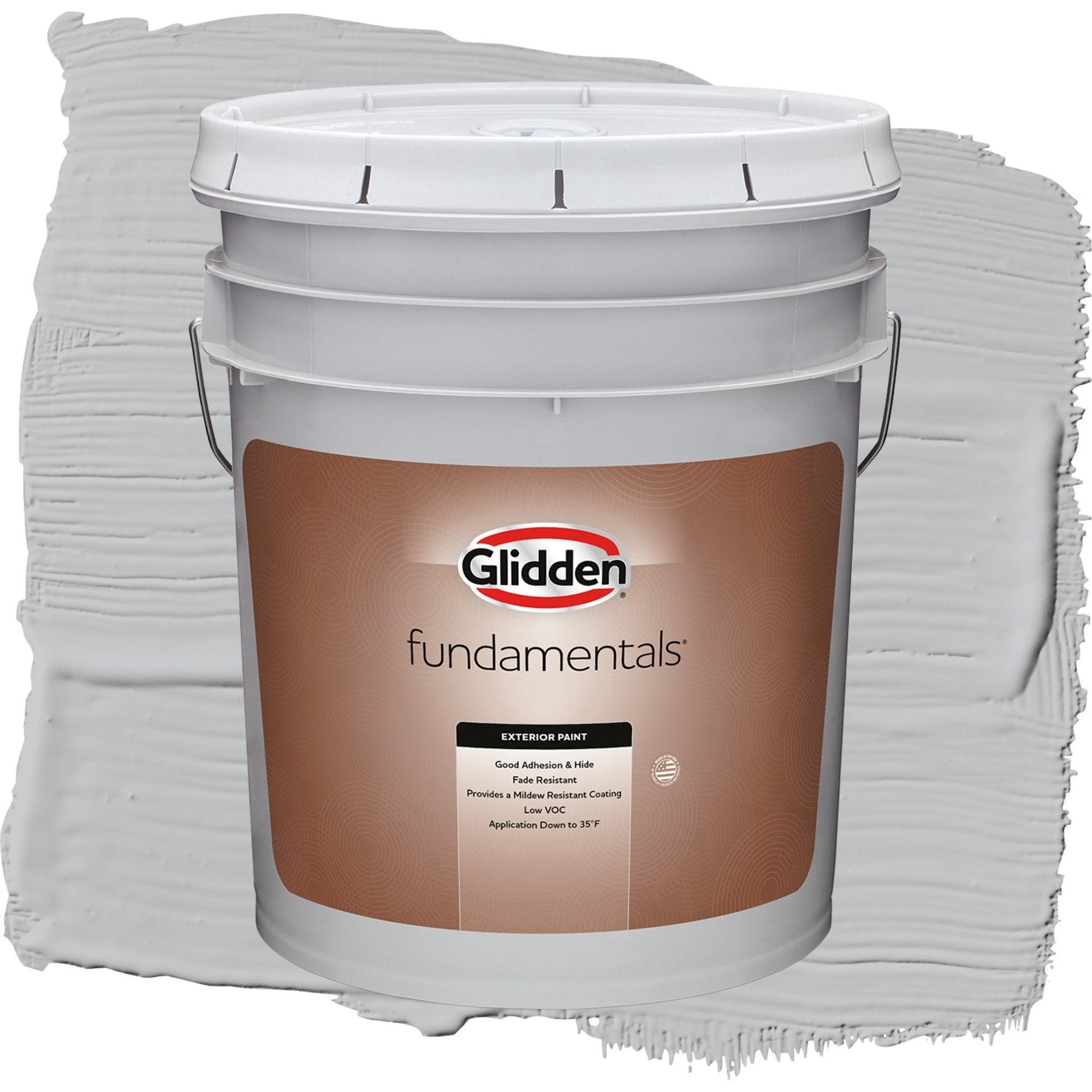 Glidden Fundamentals Whirlwind / Gray, Flat Exterior Paint, 5 Gallon