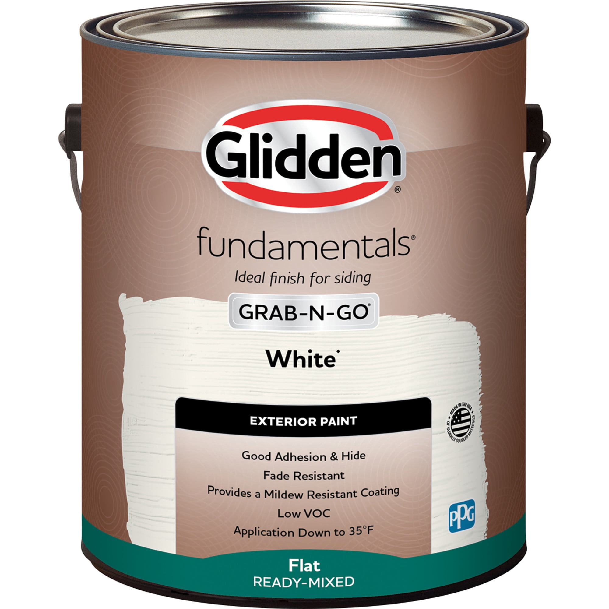 Glidden Fundamentals Grab-N-Go White Flat Exterior Paint, 1 Gallon