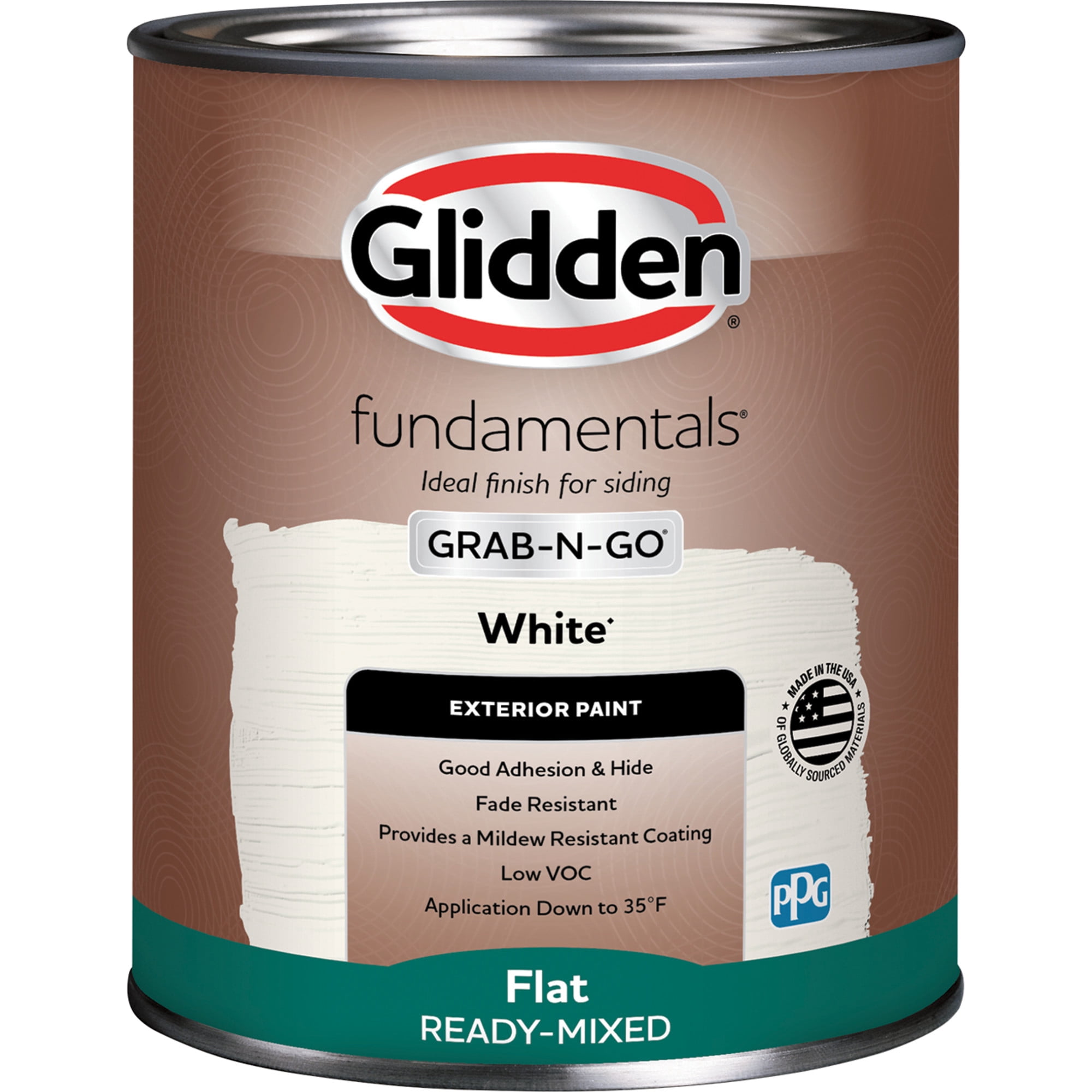 Glidden Fundamentals Grab-N-Go White Flat Exterior Paint, 1 Quart
