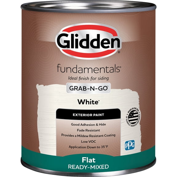 Glidden Fundamentals Grab-N-Go White Flat Exterior Paint, 1 Quart