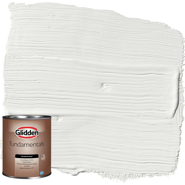 Glidden Fundamentals Exterior Paint White, Flat, 1 Quart